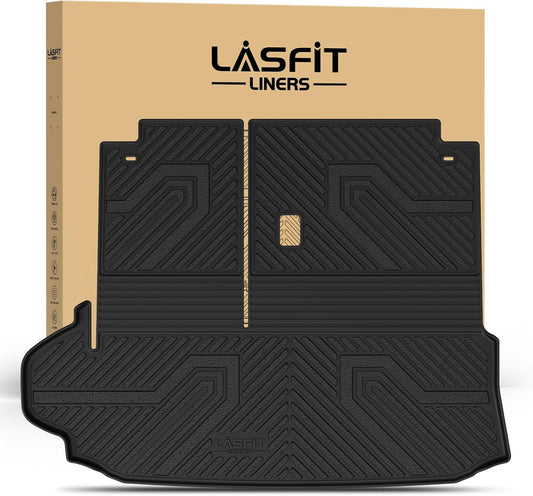 LASFIT Trunk Mat & Backrest Mat for Toyota Highlander 2020-2025 7&8 Seats(Not Fit with Subwoofer), All Weather TPE Custom Fit Cargo Liner for Highlander Accessories Rear Cargo Mat with Backrest Mat