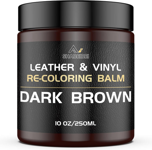 Leather Recoloring Balm,10oz Leather Color Restorer Leather Repair Kit for Furniture Car Leather Scratch Remover, Dark Brown Leather Color Restorer for Couches,Leather Dye Paint for Faded