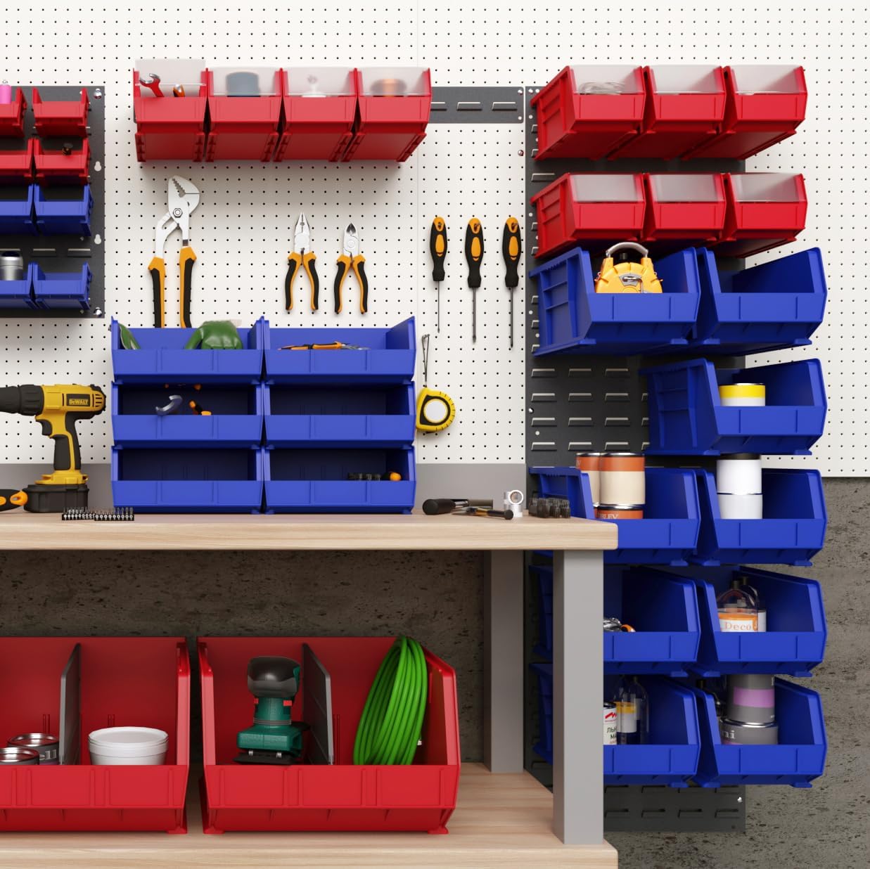 Akro-Mils 30118 Heavy Duty Wall Mount Garage Storage Steel Louvered Panel | Wall Storage Bin Hanging Organizer System for AkroBins, 18-Inch W x 61-Inch H, Grey, Single