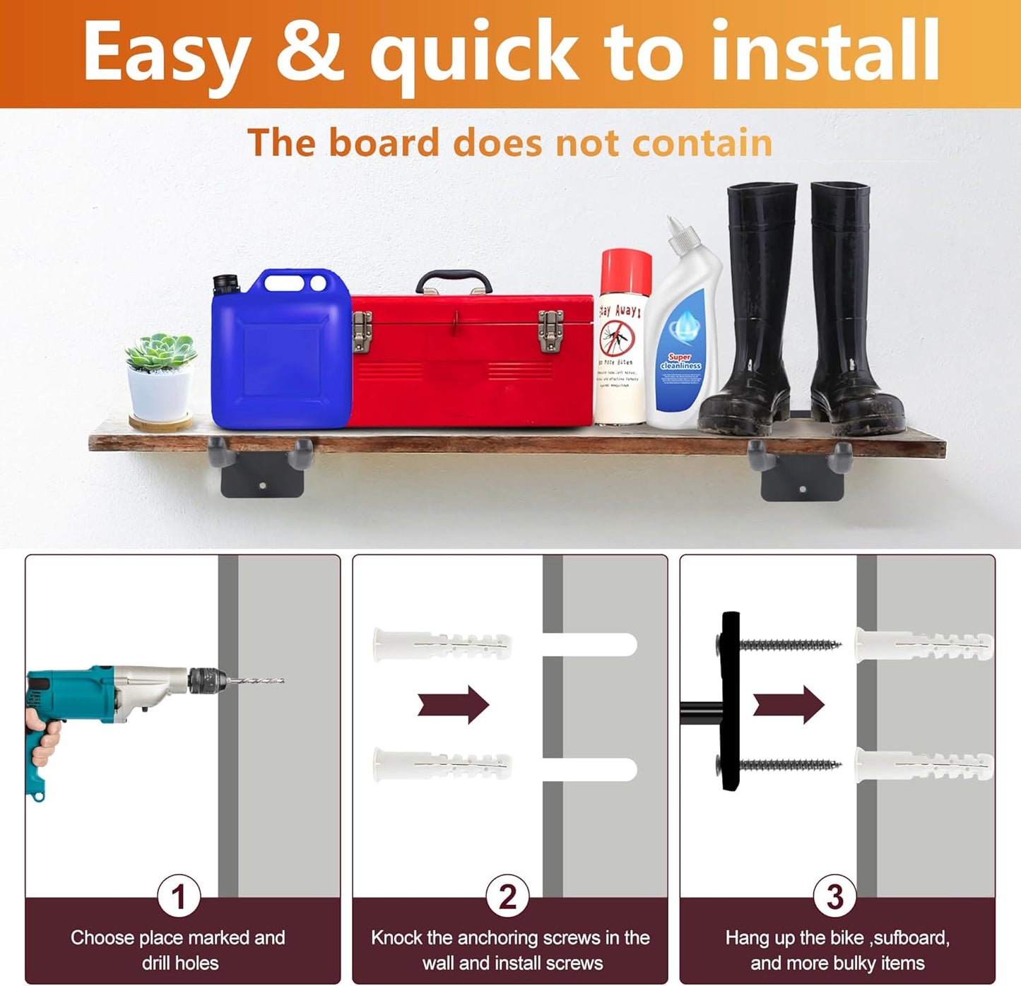 Sinoer Upgraded Heavy Duty Garage Hooks, Utility Steel Garage Hooks, 14 Inch Square Tube Double Garage Wall Mounting Hooks for Chairs, Ladders, Ropes and Strollers, 4 Pieces