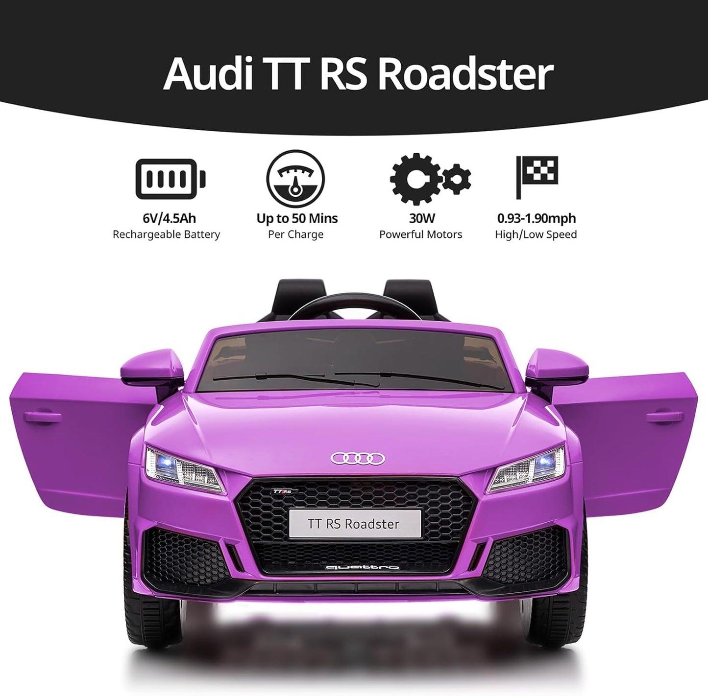 Electric Car for Kids, Licensed Audi 6V Kids Ride on Car Toy for Toddlers with Remote - Purple