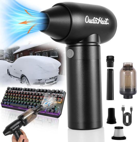 Air Duster Jet and Vacuum 2 in 1, 4 Gears Adjust, Rechargeable Portable Cordless Electronics for PC Keyboard, Car, Camping, housecleaning, Car Detailing, Fully Charge Before Use