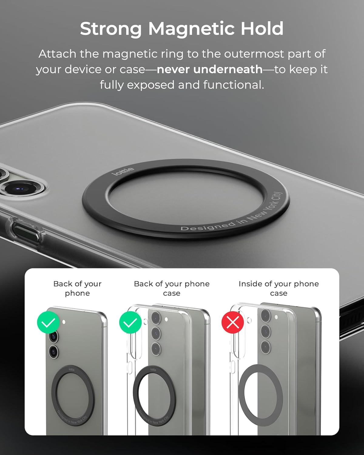iOttie iTap 3 Magnetic Dash & Windshield Mount Car Phone Holder with Magnetic Ring Adapter. Compatible with Qi2, MagSafe, iPhone, and Android Smartphones.