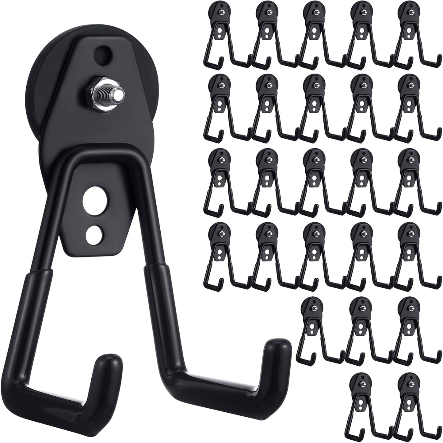Landhoow Large Magnetic Hooks Heavy Duty Garage Magnet Hooks Strong Storage Utility Magnetic Hangers with Anti Slip Rubber Coating for Indoor and Outdoor Hanging(Black,26 Pcs)