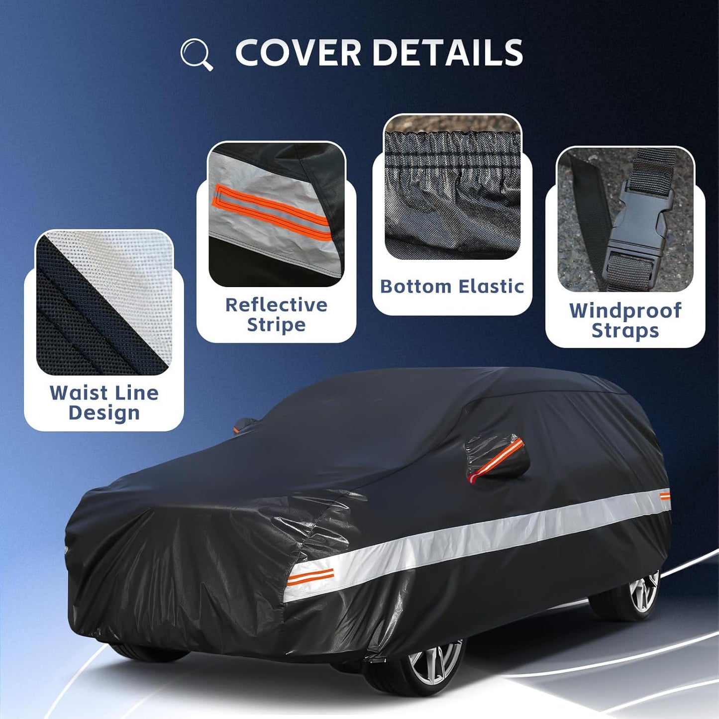 10 Layers SUV Car Cover Custom Fit for Jeep Grand Cherokee (2010-2025) Waterproof All Weather for Automobiles, Outdoor Full Cover Sun UV Rain Protection with Cotton.Black