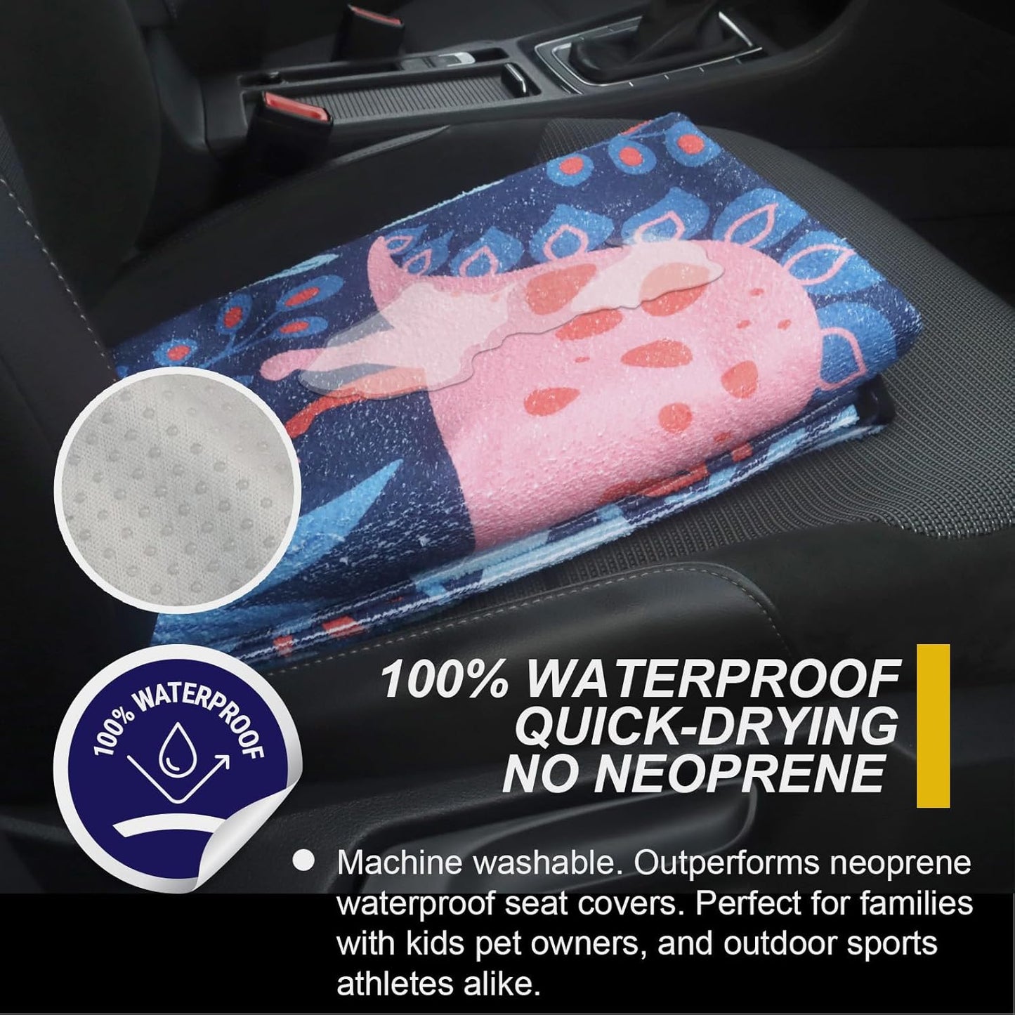 Back Seat Cover for Car Trucks Van SUV,Waterproof Rear Bench Towel Seat Covers for Dogs and Kids,Automotive Backseat Protector (Dinosaur)