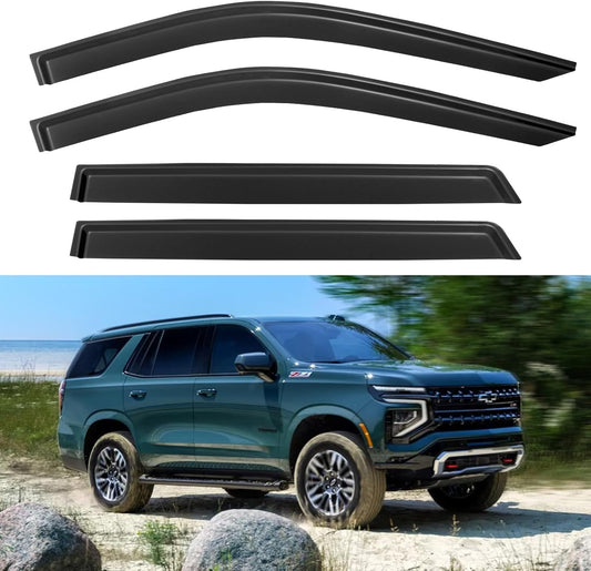 Window Visors Rain Guards for 2021 2022 2023 2024 2025 Chevy Tahoe, Out-Channel Window Vent Wind Deflectors Visors Shades for 21-25 GMC Yukon (Not for Yukon XL)