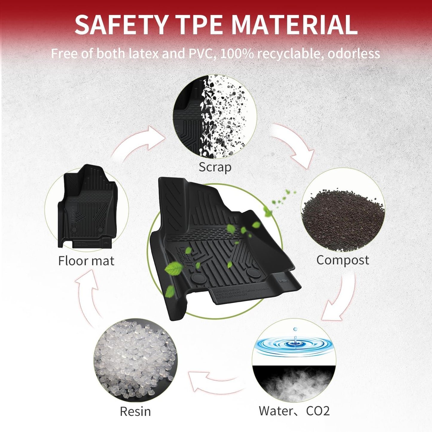 LASFIT Floor Mats Fit for Tacoma 2024-2025 Xtra Cab (Only Front Mats) All Weather Floor Liner TPE Custom Fit Car Mats Front Row Mats, Black