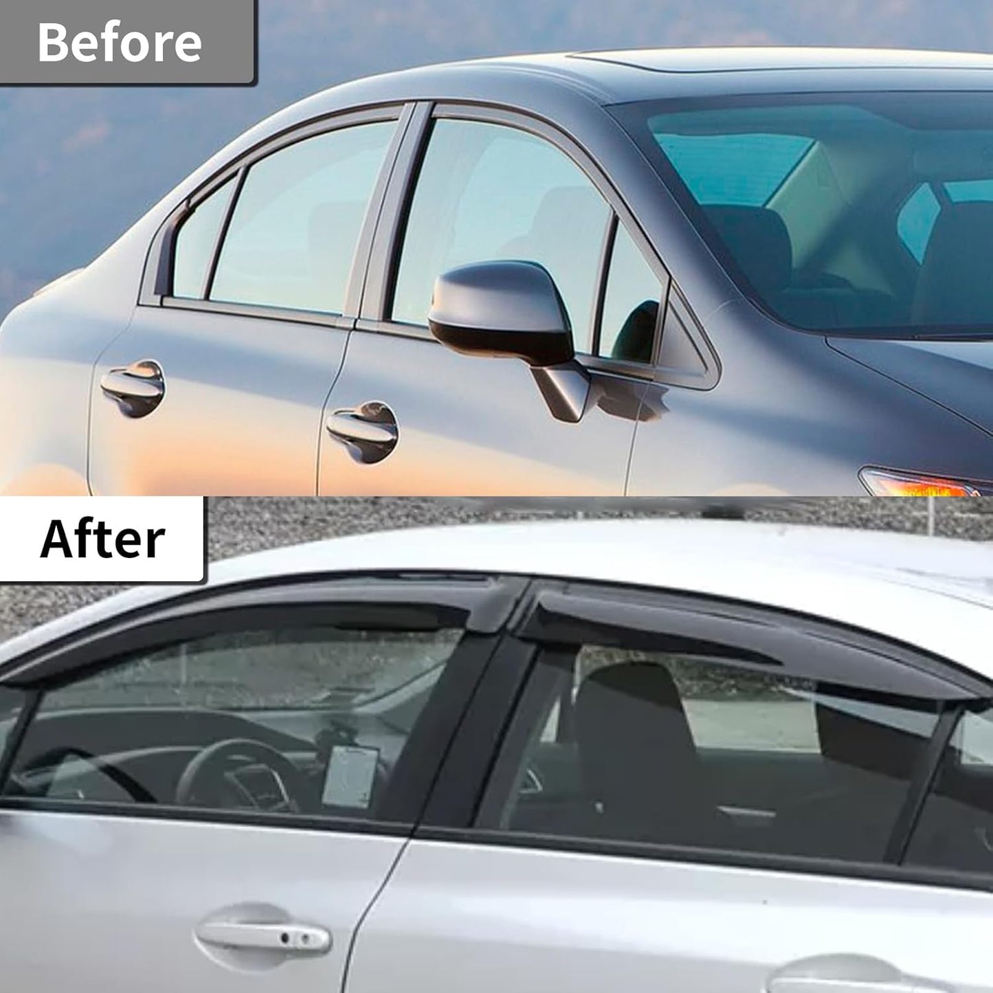 Rain Guards Side Window Visor Vent Outside Mount, 4PCS Fits for Honda Civic 4-Door Sedan 2012 2013 2014 2015