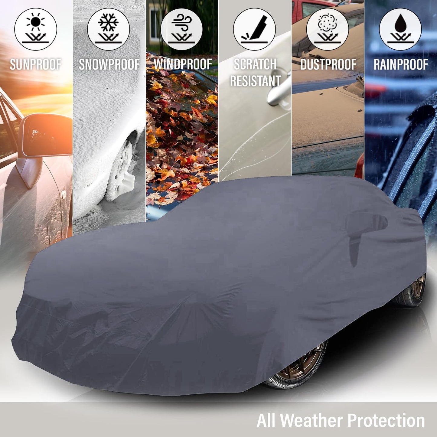 Supreme Full Car Cover – for Pontiac Catalina 1962-1976 Hardtop 2-Door Semi Custom Fit Waterproof Full Coverage All Weather Windproof Dust Proof Indoor Outdoor Automobile
