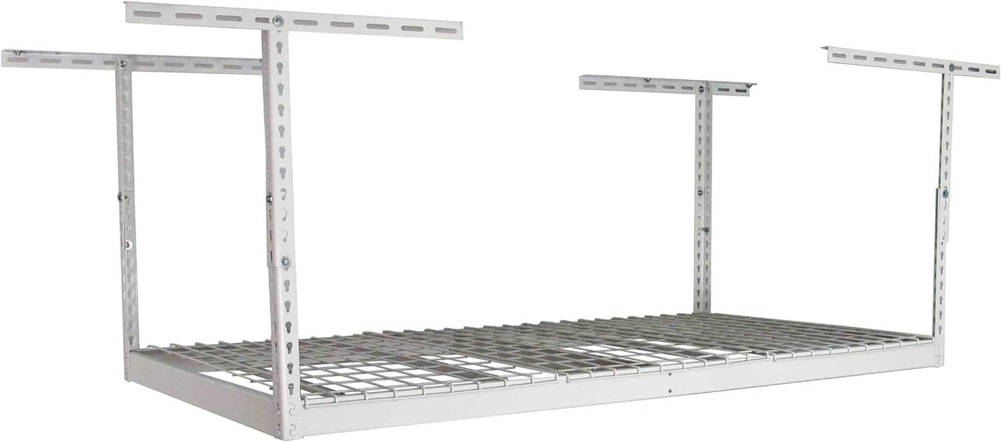 MonsterRax Garage Ceiling Storage Rack - Heavy Duty 400 lb Capacity, Adjustable Shelving, Ceiling Mount, 3x6 White (12"-21")