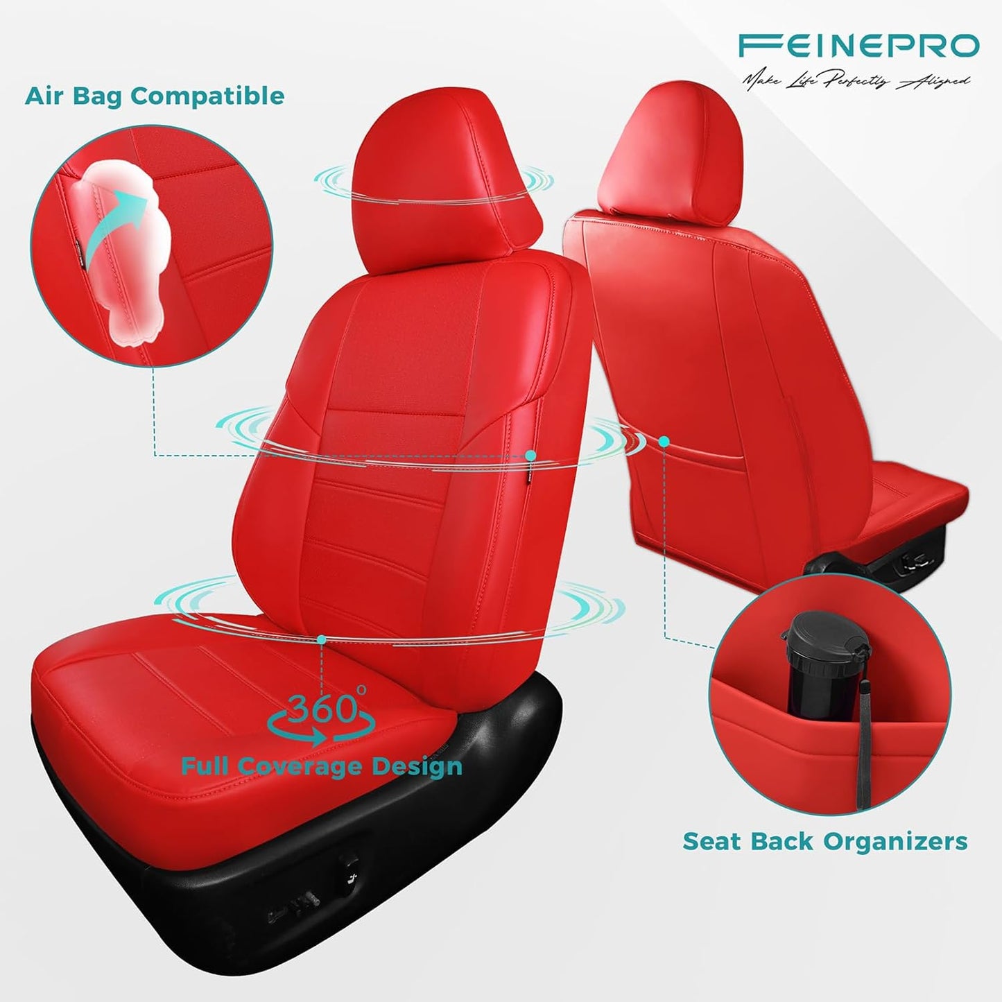 for Toyota Camry Seat Covers SE XSE SE Sport 2012 2013 2014 2015 2016 2017 - Custom Fit Car Seat Covers Full Set, Waterproof Breathable Leather Seat Covers for Cars, Red Not for Hybrid