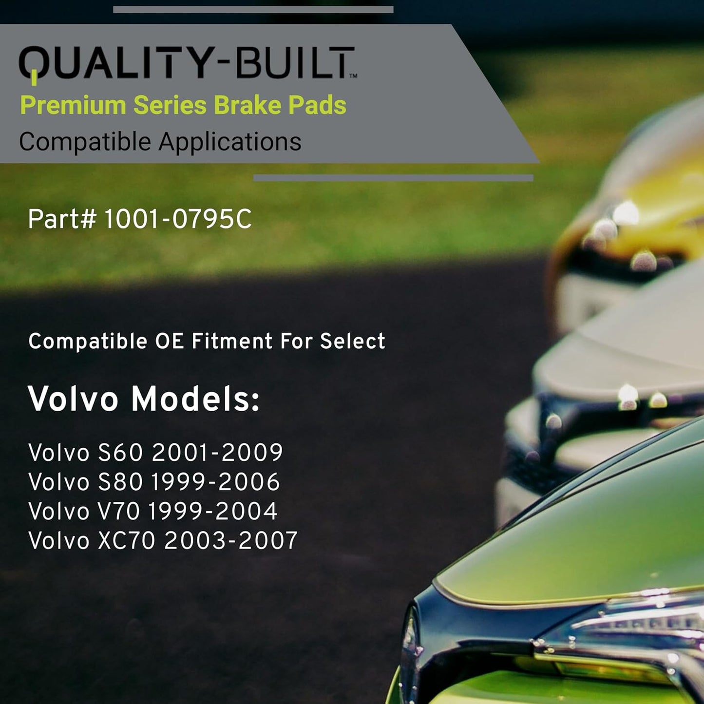 Premium Ceramic Rear Brake Pads (1001-0795C) Replacement for Volvo S60 2009-2001, S80 2006-1999, V70 2004-1999, XC70 2007-2003