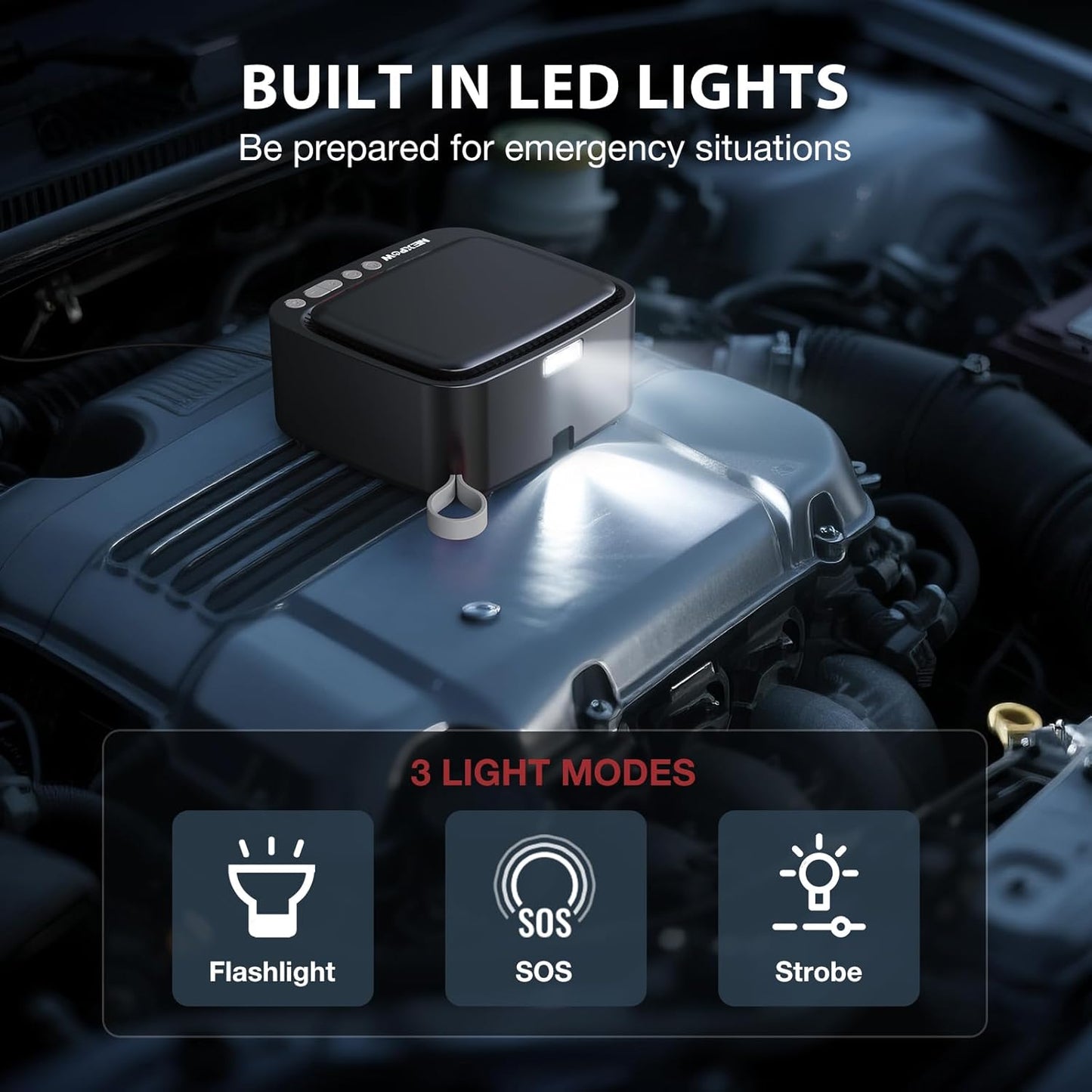 Tire Inflator Portable Air Compressor, NEXPOW 150PSI 12V DC Air Pump with Dual Digital Pressure Gauge & Auto Shut-Off, Air Compressor Portable with LED Light for Car, Motorcycle, Bicycle, Ball, Gray