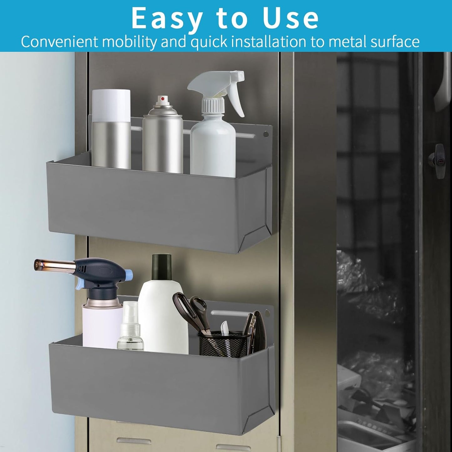 Magnetic Aerosol Spray Can Holder, Magnet Toolbox Bottle Holder, Tool Box Storage Rack for Garage and Home, Craft Workspace, Mechanic Paint Bottle Can Organizer, Silver, 3"x8.3"