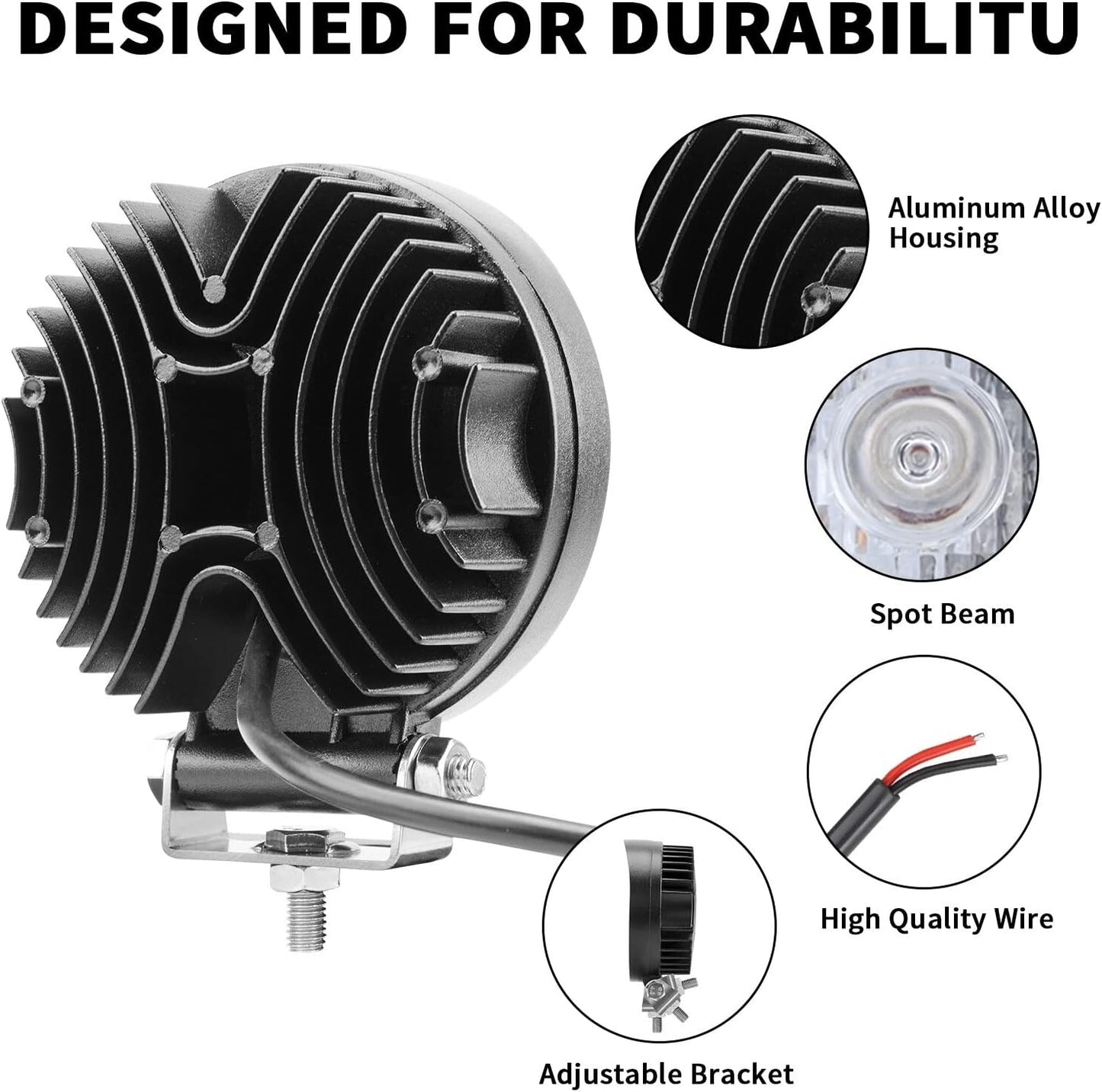 AUXMOTEC 27W Spot Blue Round Work LED Light Fog Offroad Off Road Lights Driving Lamp Waterproof for Hunting Pickup UTV Truck Car Boat SUV Boat 4WD ATV 12V 24V 4x4 Tractor Motorcycle（2pcs）