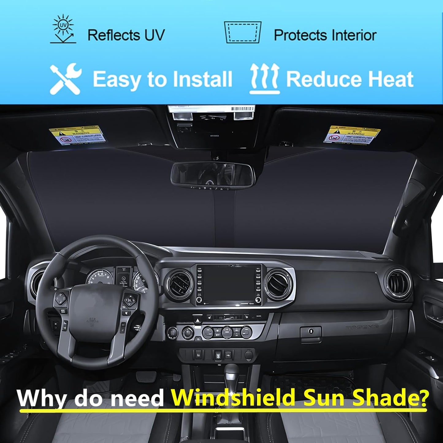 Windshield Sun Shade for Toyo-ta Camry 2025 4-Layer Front Window Shade Custom Sun Visor 240T Shade Blocks UV Keep Your Car Cooler