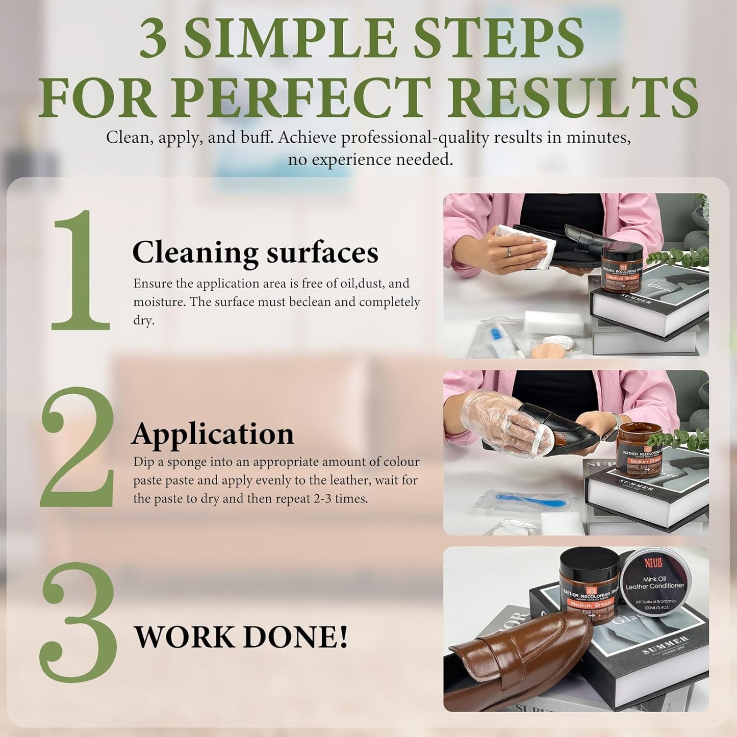 Leather Recoloring Balm Leather Color Restorer Scratch Repair Leather Paint for Furniture Couches Car Seats Shoes Bags Leather Dye and Scratched Leather with Leather Conditioner - Gray