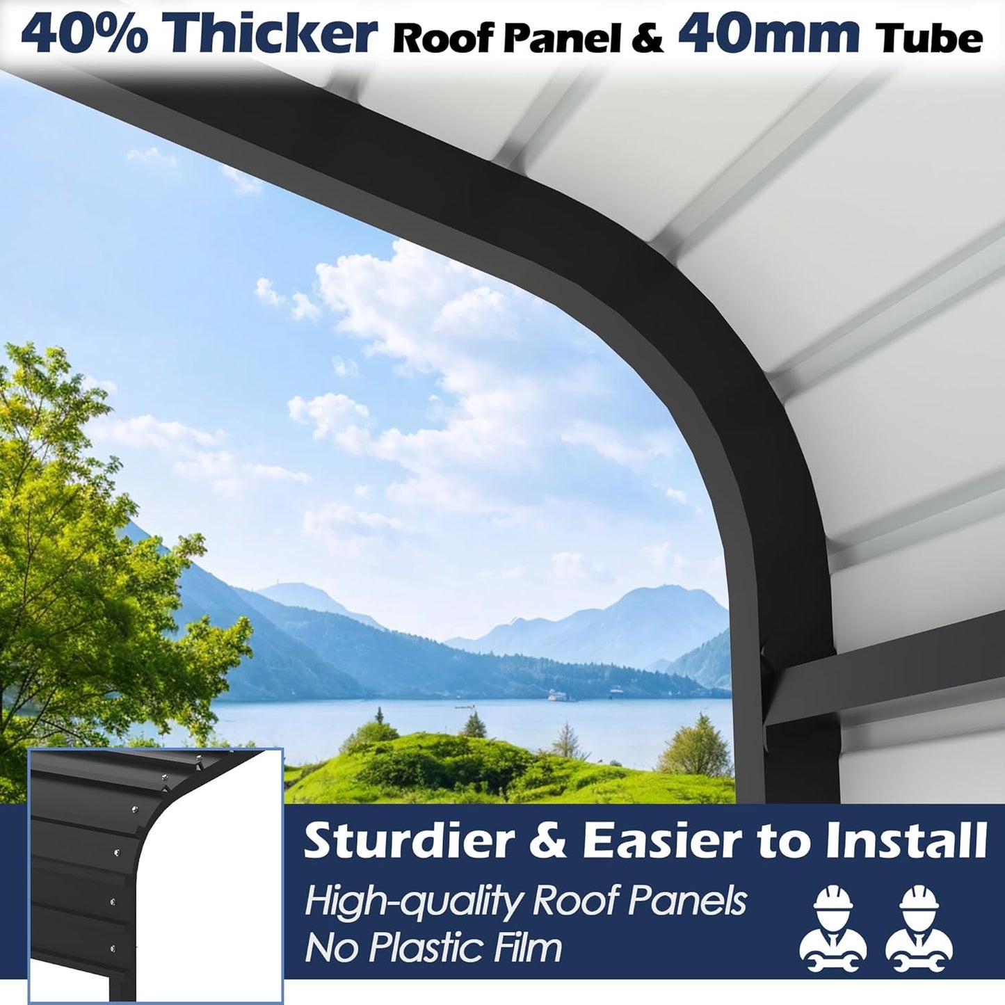 Xilingol Metal Carport, Heavy Duty Carport Canopy with Galvanized Steel Frame and Roof, Outdoor Storage Shed, Car Tent Garage Shelter for Pickup, Truck, Boat and Tractor (12x25 FT Black)