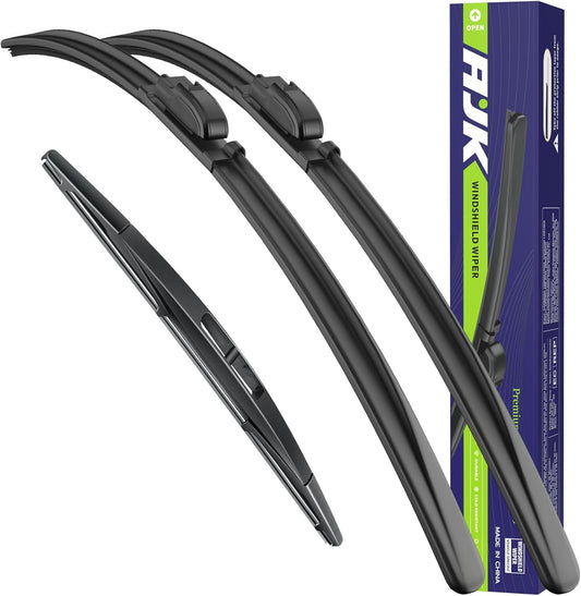 AJK Wiper Blades for Mazda CX-30 2020 2021 2022 2023 2024, 3 Piece All Weather OEM Quality Automotive Replacement Windshield Wiper Blades for My Car