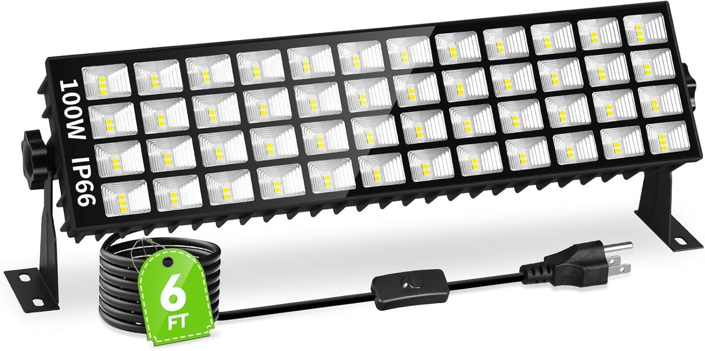 100W LED Shop Light, 11000LM Plug in Garage Light with 6FT Power Cord, IP66 Waterproof Work Bench Shop Lights for Garage, Workshop, Warehouse, Outdoor, Yard, Garden