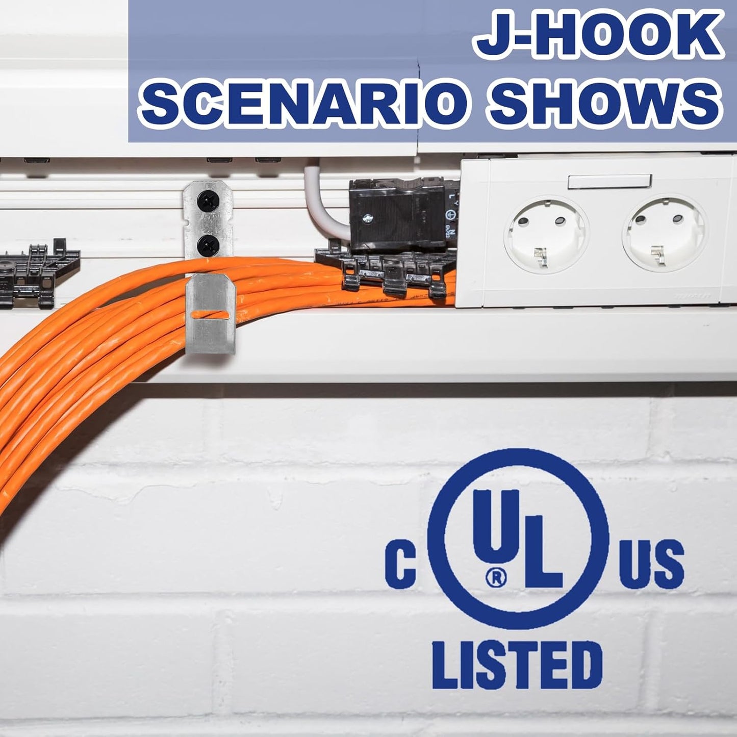 Gisafai 500 Pcs Cable Support J-Hook, 3/4 Inch Metal Garage Hooks for Hanging, Heavy Duty Network for Cable and Wire Management Wall Attaching J Utility, G60 Galvanized Steel, Silver