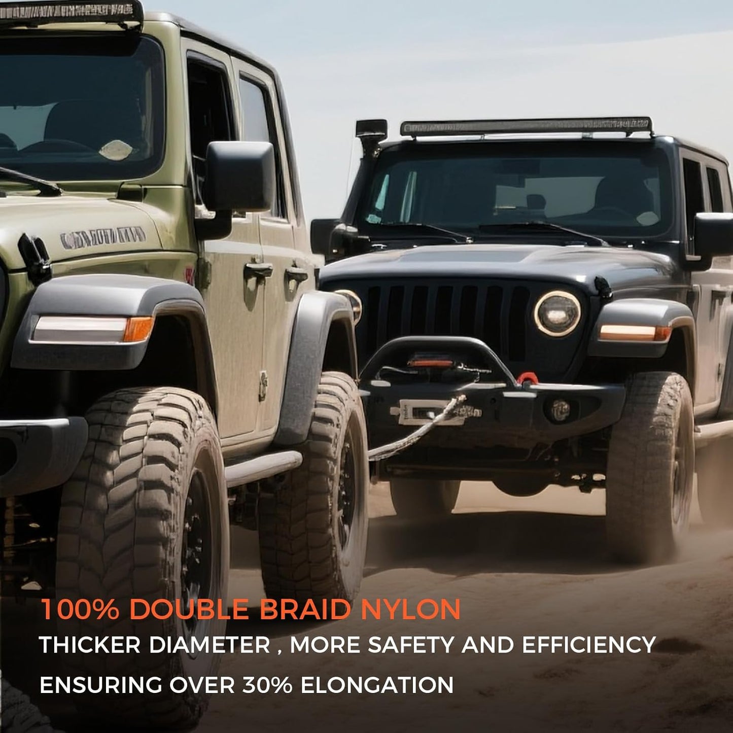 Kinetic Recovery Tow Rope, 48000LBS Snatch Strap (1" x 30ft) with Soft Shackles, Extreme Duty 30% Elasticity Energy Offroad Towing Straps Kit for Car Jeep Trucks SUV UTV ATV Tractor - Black