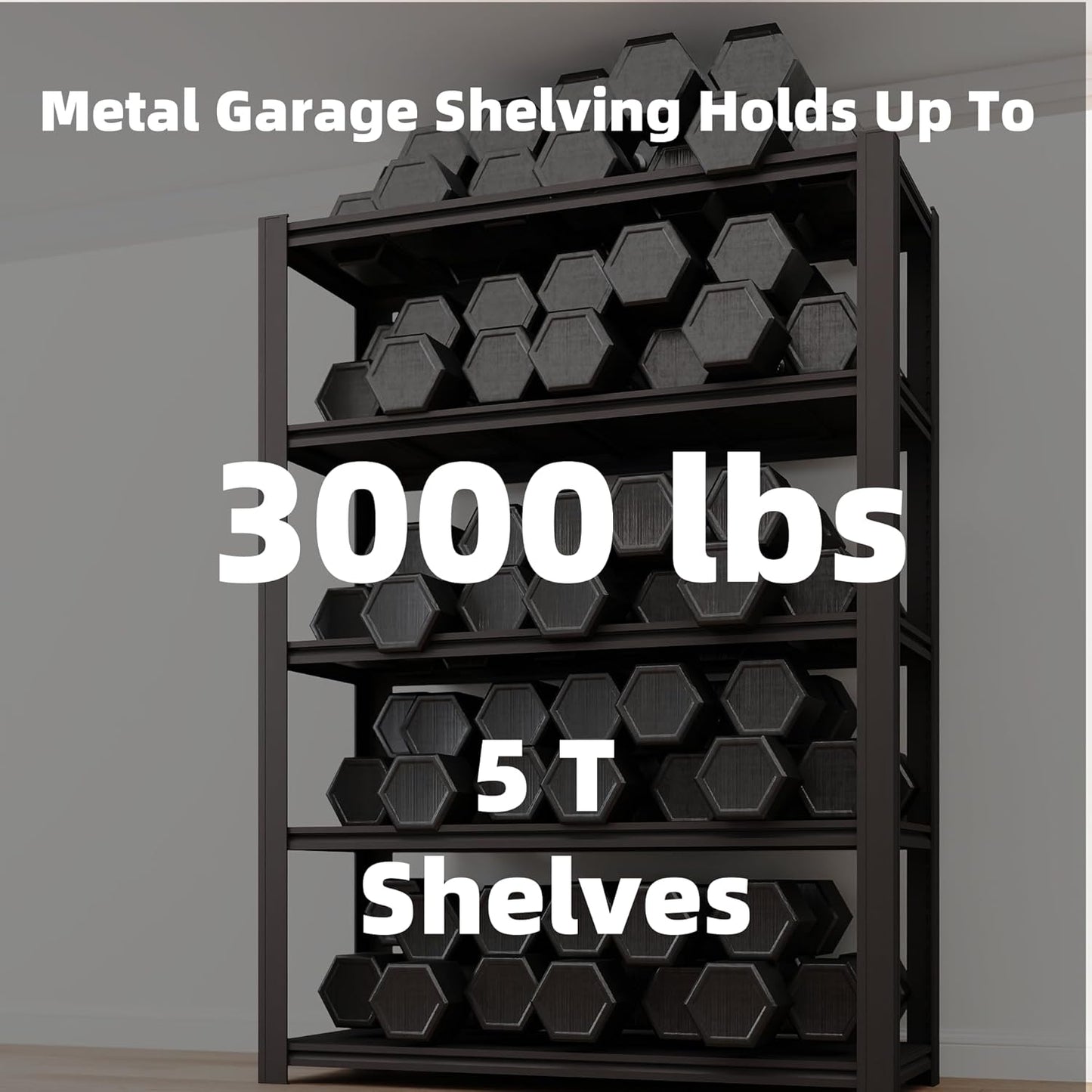 5 Tier Metal Shelving Unit, Adjustable Storage Shelves, 84" H x 55" W x 24" D Heavy Duty Garage Shelves for Warehouse, Basement, Kitchen, Pantry, Living Room, Black (5T 84 * 55 * 24)