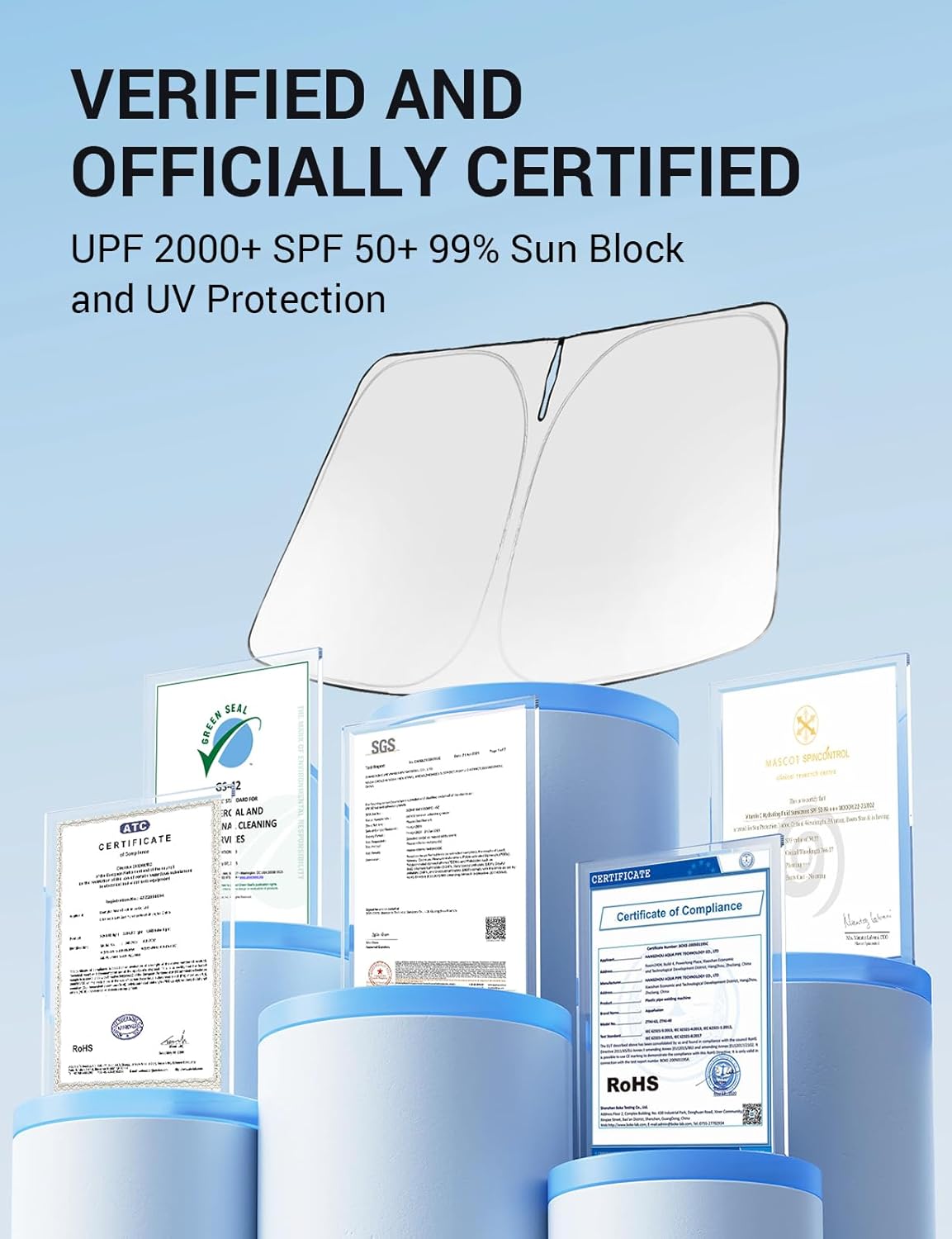 Proadsy for Acura RDX 2019-2024 2025 Windshield Sun Shade 4-Layer Foldable Front Sunshade Protector Sun Visor Blocks UV Rays Keep Car Cooler