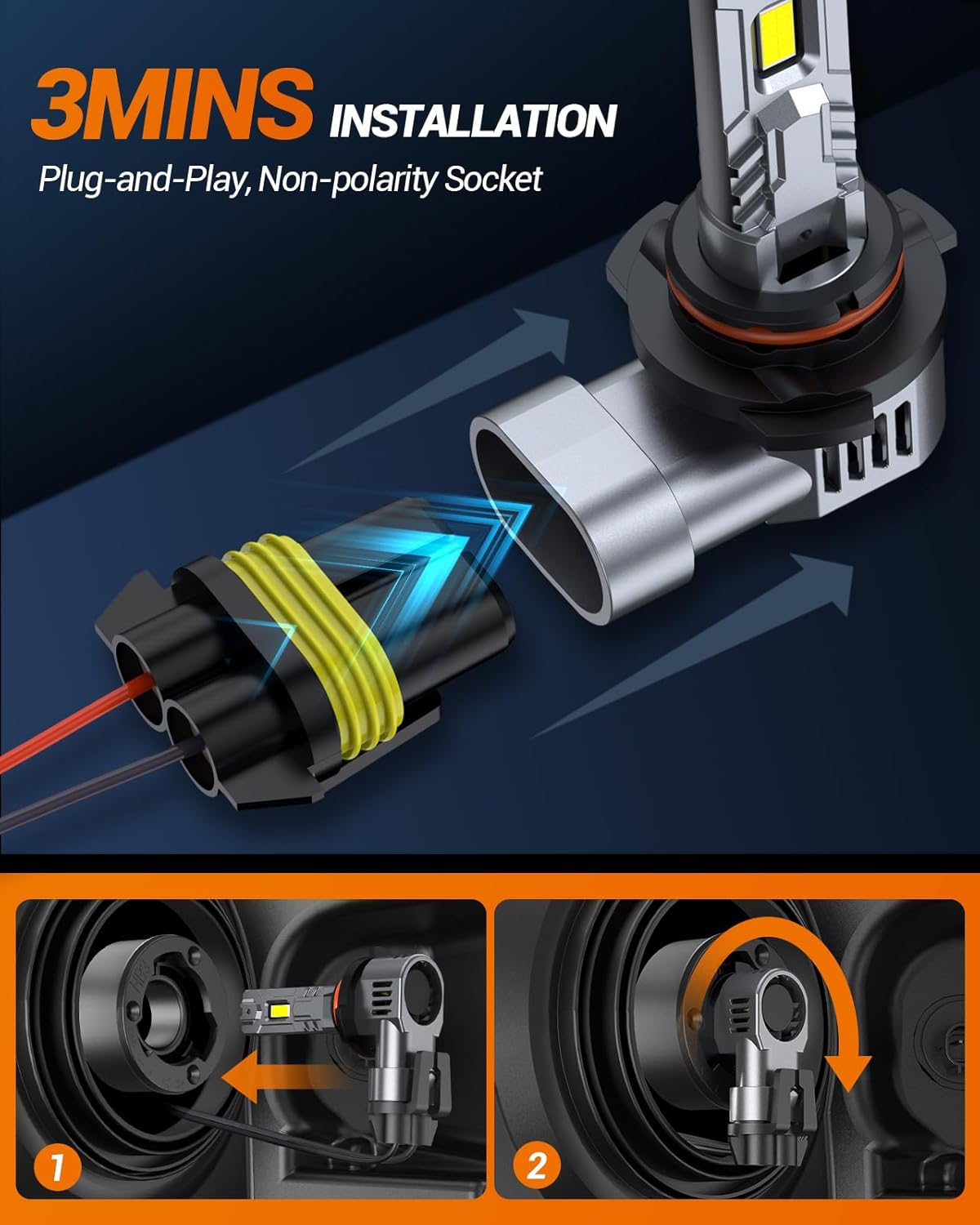 SEALIGHT 9005/HB3 9006/HB4 Fog Bulbs Combo, 90,000LM 1:1 Design 9005 9006 Fog Bulbs, Plug-N-Play, Pack of 4