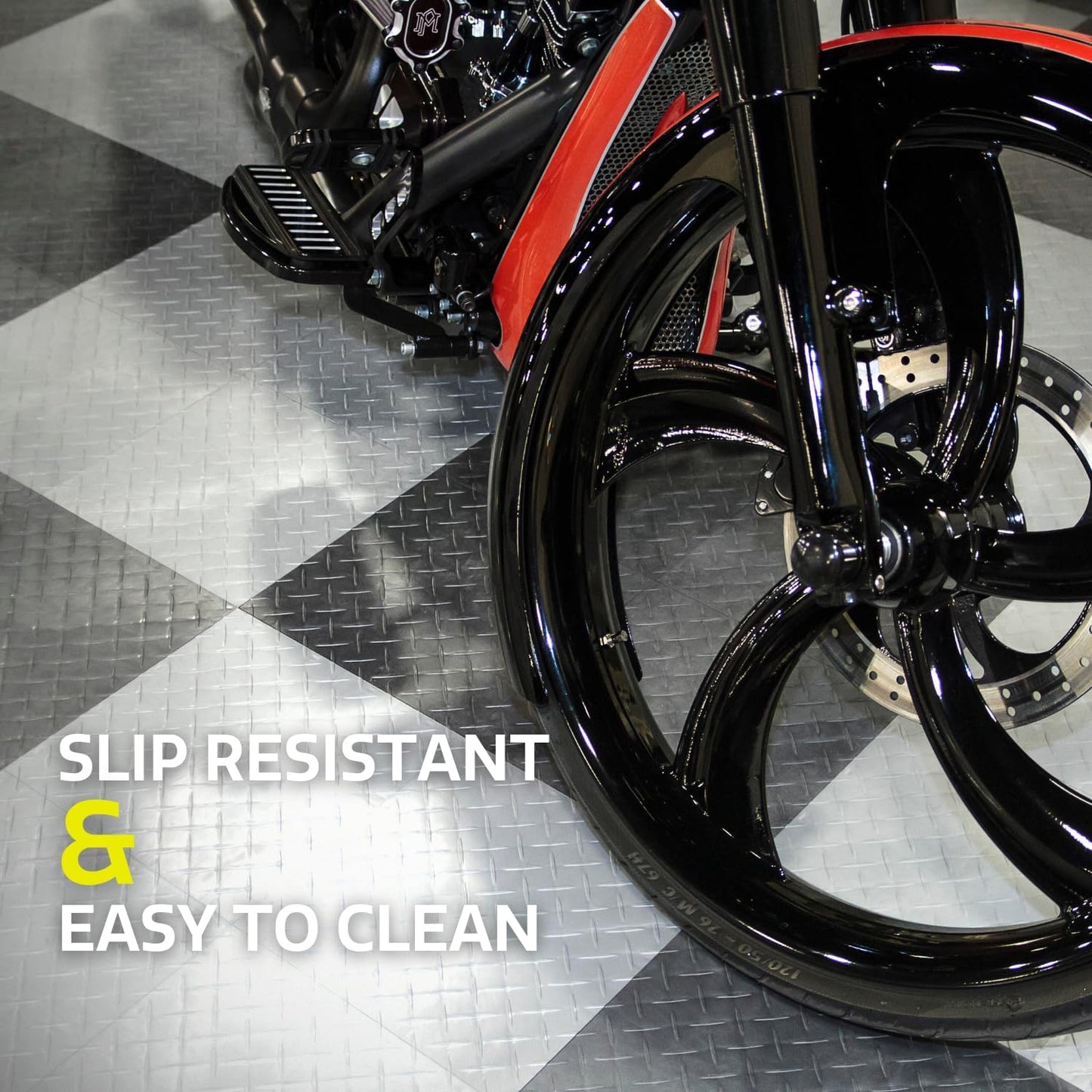 Big Floors RaceDeck Diamond Plate Design, Durable Interlocking Modular Garage Flooring Tile (Yellow, 24 Pack of 12 x 12" Tiles)