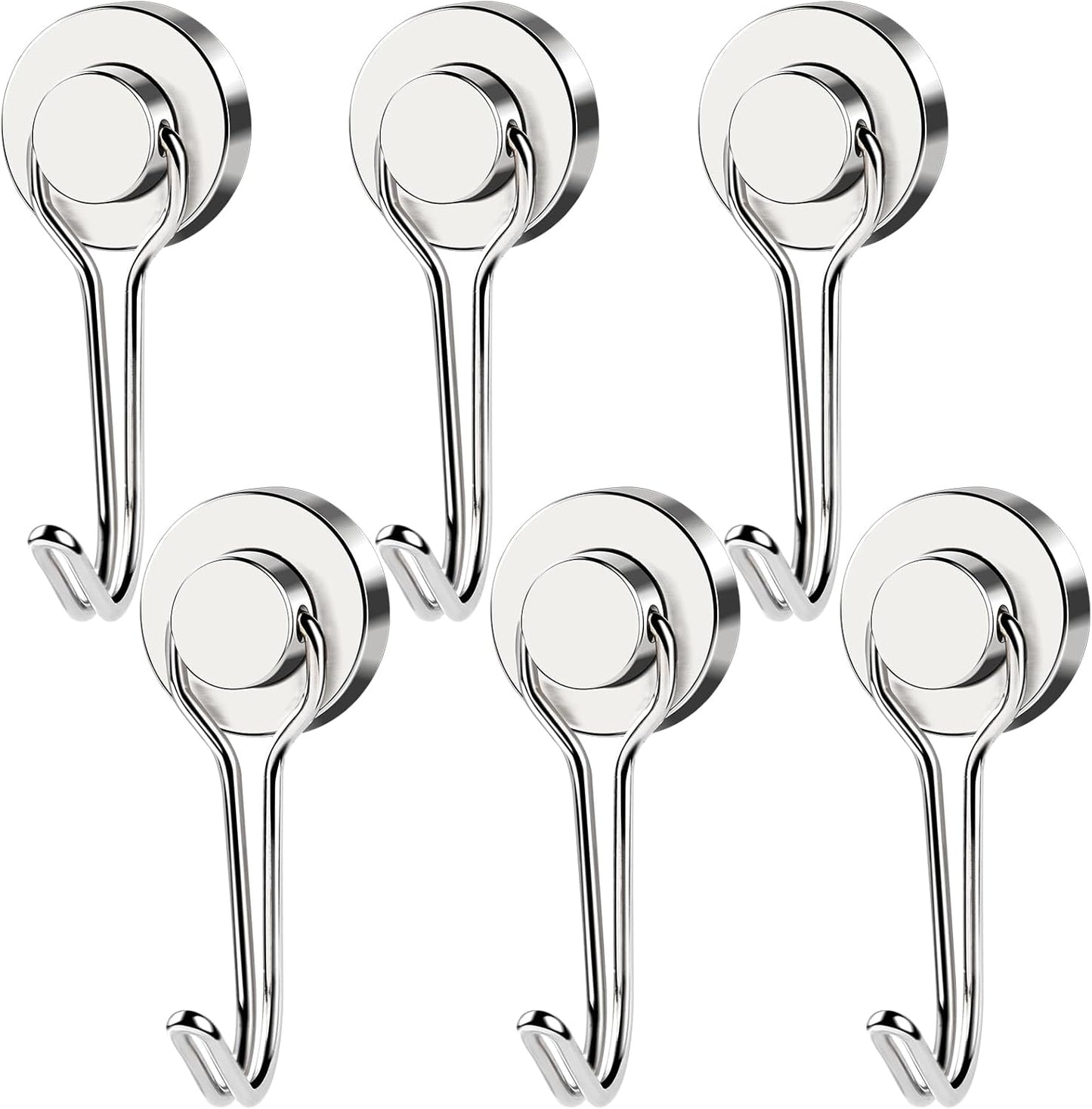 MIKEDE Magnetic Hooks, 40LB Neodymium Magnet Hooks Heavy Duty, Strong Magnetic Swivel Hooks for Hanging, Rust Proof Strong 6 Pack Magnets with Hook for Fridge, Toolbox, Storage