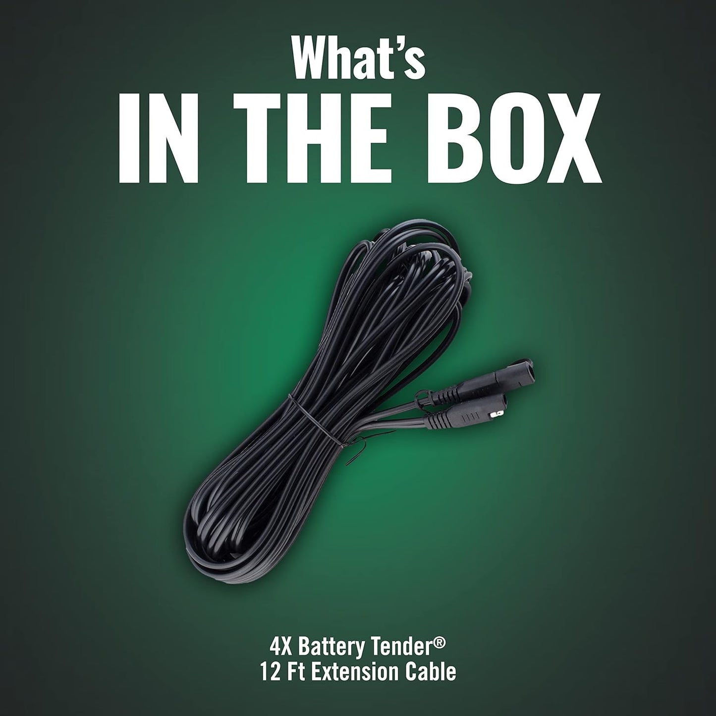 Battery Tender 12 Foot Extension SAE Cable 4 Pack - Designed for Use with Battery Tender Chargers - Quick Connect Plugs for Easy Connection to Motorcycle, Cars, ATVs and More - 081-0148-12-BG4