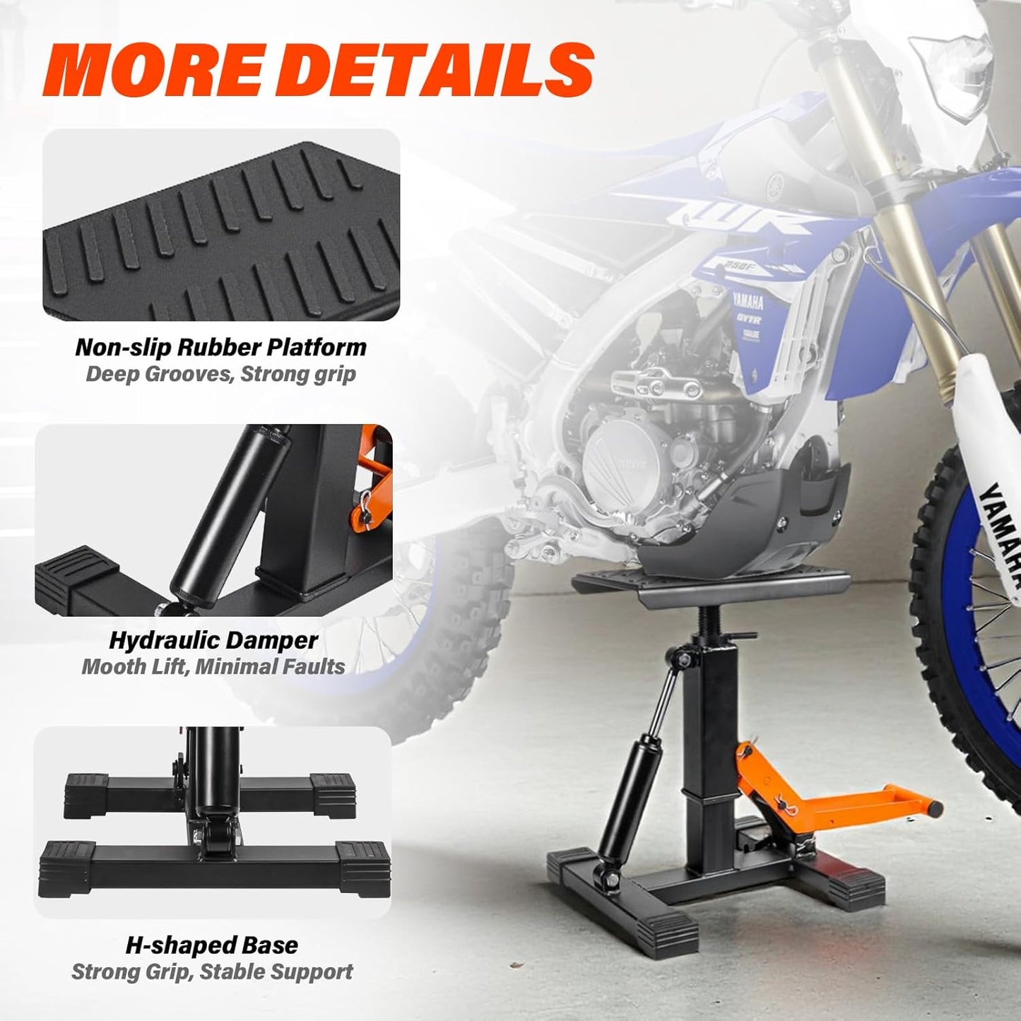 Adjustable Dirt Bike Stand & Powersport Jack 1000LBS Capacity, Heavy Duty Hydraulic Motorcycle Lift Stand & Center Stand for Maintenance, Dirt Bike Accessories for Garage & Shop (New-Orange)
