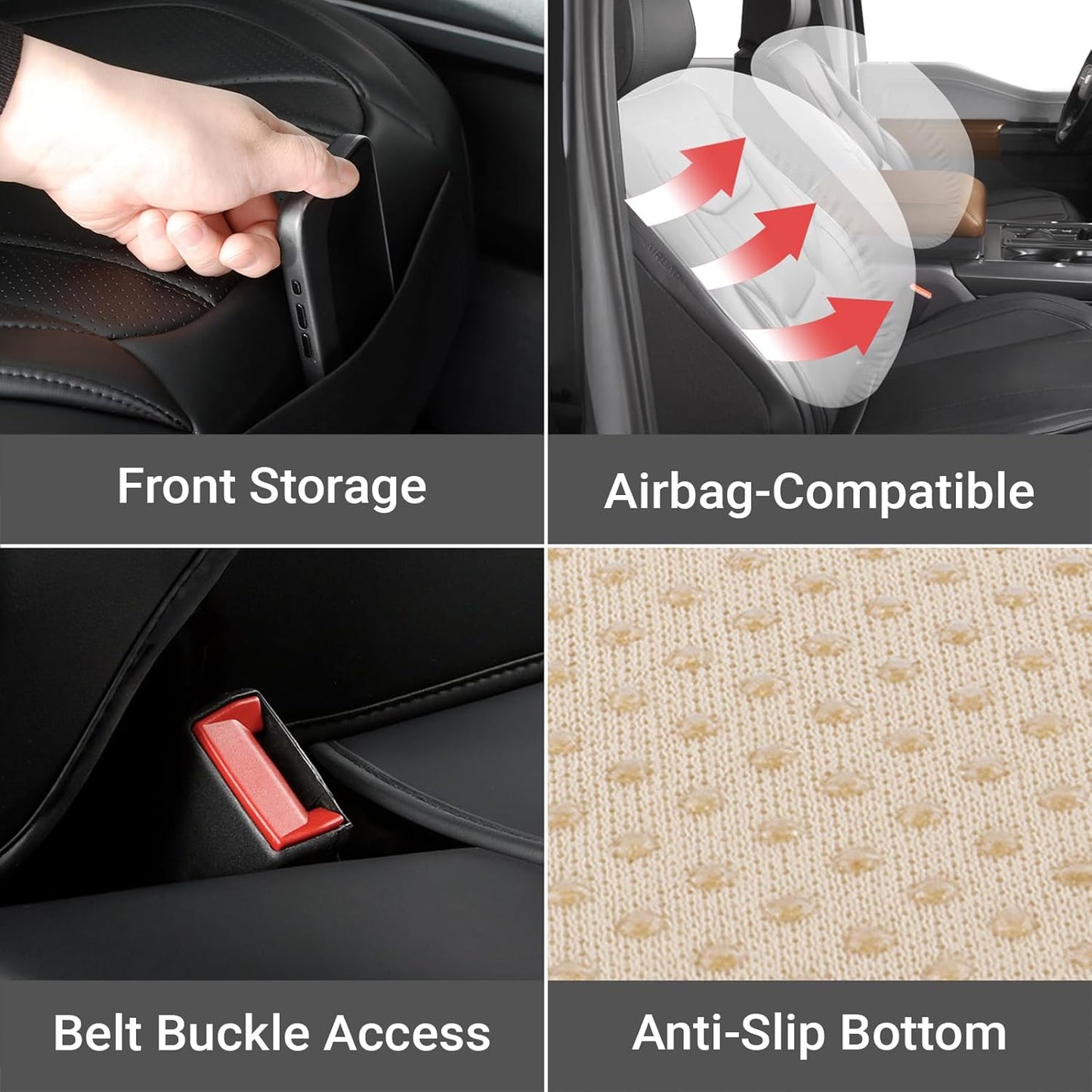 Coverland Custom Car Seat Covers Compatible with 2019-2025 RAM 2500 Crew Cab - Premium Leather Non-Slip Memory Foam Waterproof Cover Interior Protector Full Set-Black [See Size Chart-Size X129]