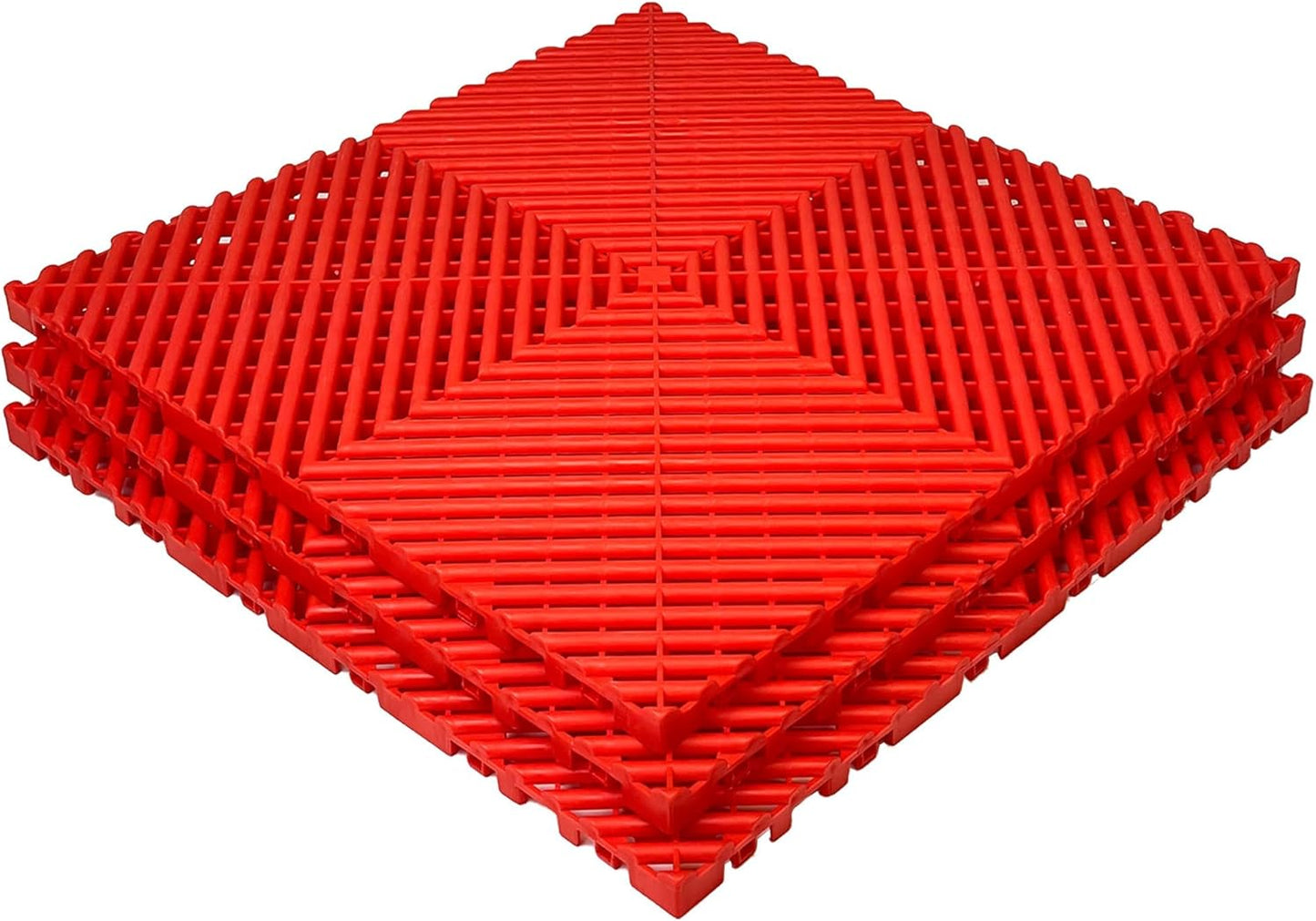 24 Pack 16"x16" Interlocking Garage Floor Tiles - Drainage Mats, Non-Slip, Heavy-Duty, Easy Install for Garage, Car Wash, Basement(Red)