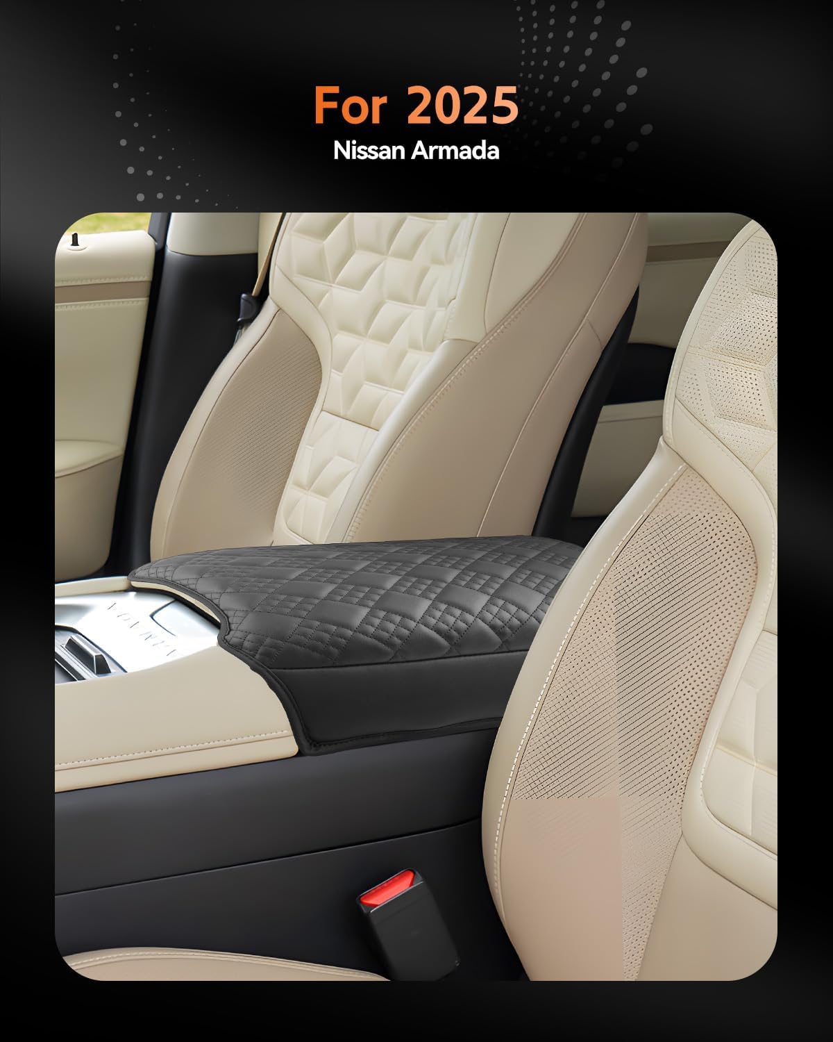 CDEFG for 2025 Nissan Armada Center Console Cover Armrest Box Cover for Armada (SV, SL, Platinum, Pro-4X, Platinum Reserve) 2025+ Accessories Console Arm Rest Protector