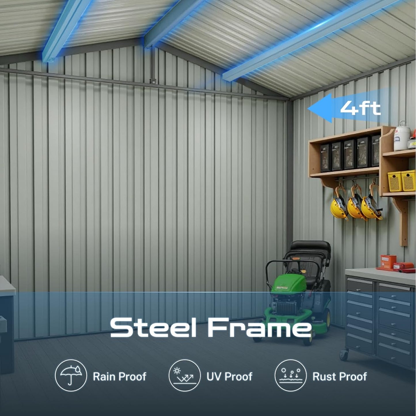 6 x 4 FT Outdoor Storage Metal Shed, Bike Garden Tool Shed with Slooping Roof, Lockable Doors and Aluminum Frames, Shed Easy to Assemble for Garden, Patio, Lawn, White+Black