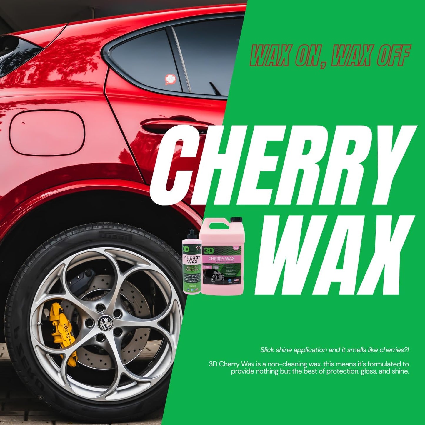 3D Cherry Wax – Liquid Carnauba Show Car Wax with Synthetic Polymers | Deep Gloss Finish | Easy Wipe-Off | Slick Shine | Fast Application | Made in USA |16 oz