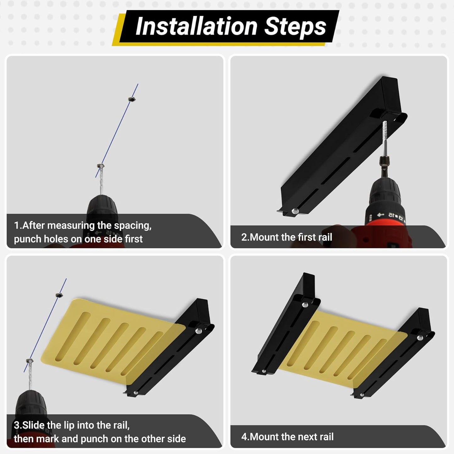 Overhead Garage Storage Rack 4-Bin, Heavy Duty Ceiling Racks w/ 400 LBS Load Capacity for Utility Bin, Powder Coated Tote Rack for Garages, Sheds, Storerooms,(5 PCS, for 4 Bins)