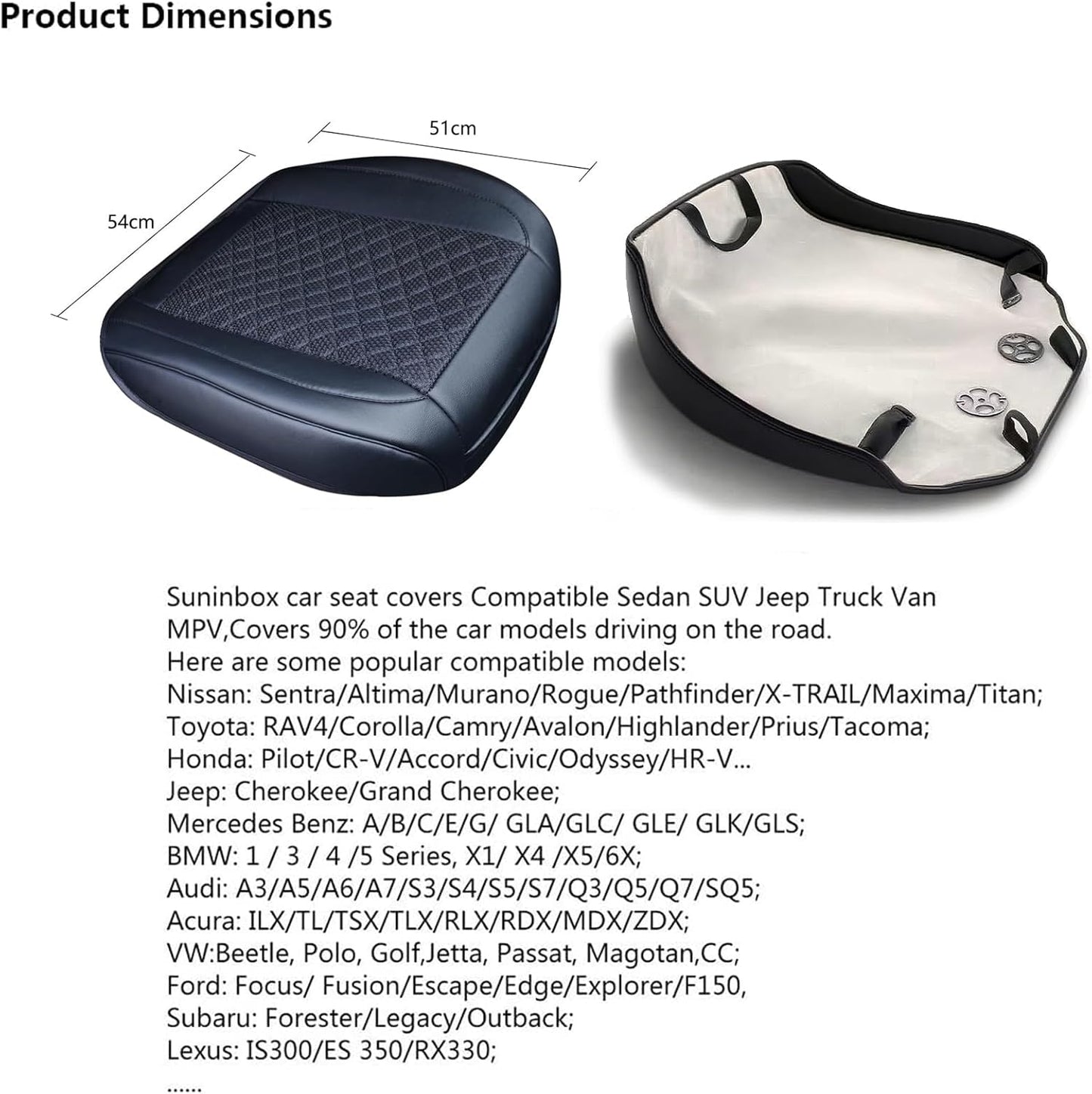 Leather Bottom Car Seat Covers,Front Seat Only Black Ice Silk Car Seat Cushion Pad Mat,Ventilated Breathable,Car Seat Protector for Leather Seats (1 Pack Black)