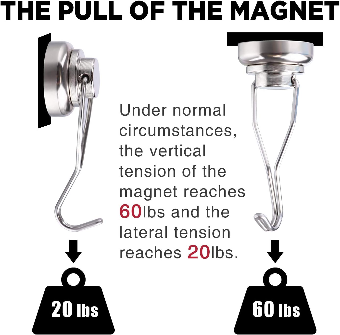 MIKEDE Magnetic Hooks Heavy Duty, 60 lb+ Strong Swivel Swing Neodymium Magnetic Hooks for Hanging, Strong Magnet Hanger for Cruise Cabins, Locker, Toolbox, Home, Kitchen - Pack of 10