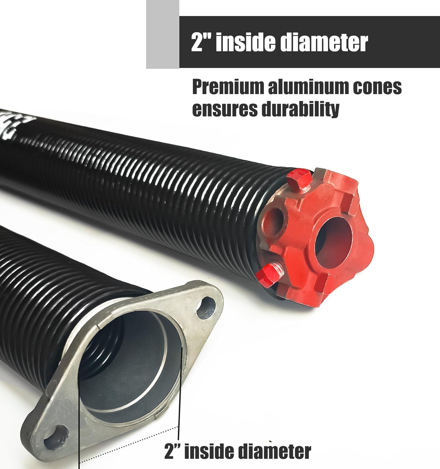 Garage Door Torsion Spring Set, Pair of 2" Electrophoresis Coated Garage Door Spring Replacement with 2 Non-Slip Winding Bars and Bearing, Minimum 16000 Cycles (.218x2x23")
