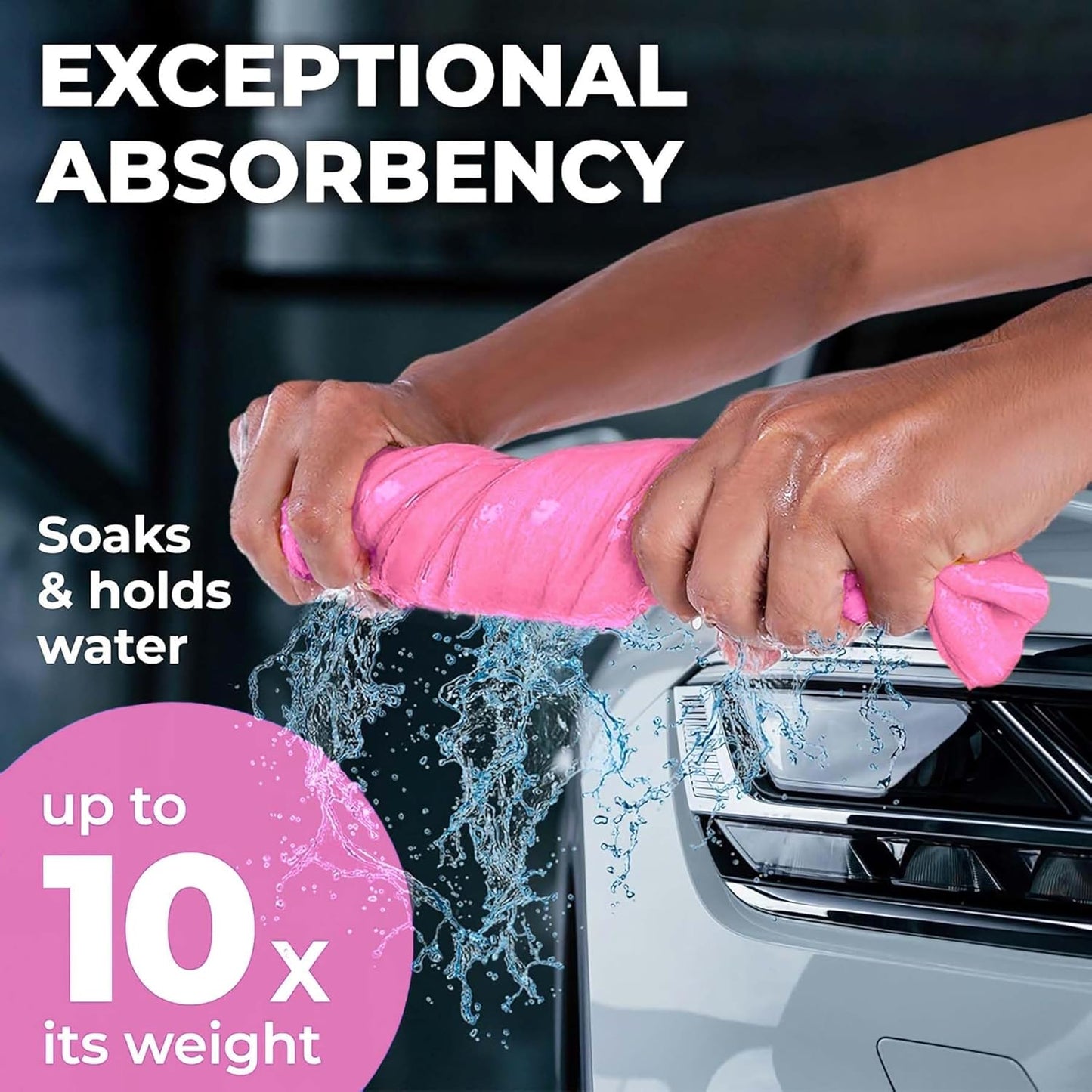 Premium Shammy Cloth for Car Drying - Super Absorbent Reusable Chamois Towel - Scratch-Free - 26'x17'