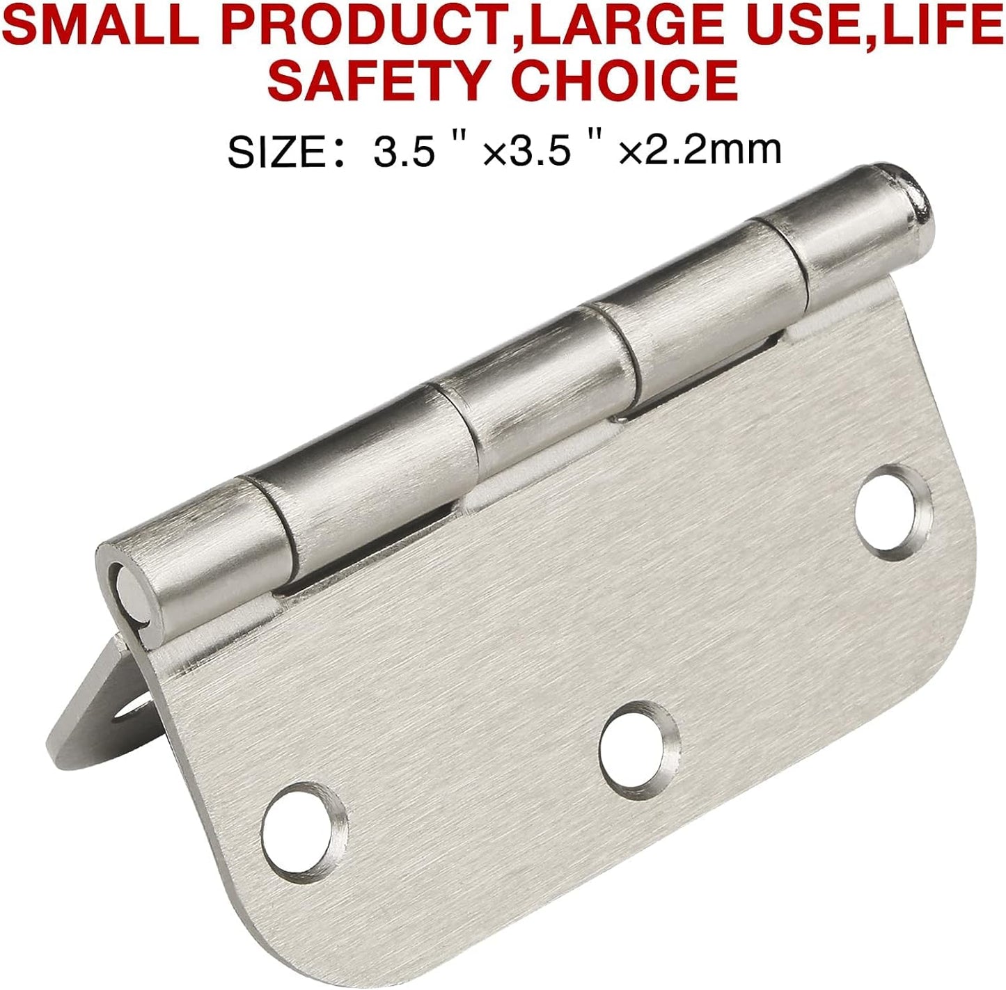 12 Pack Interior 3.5" Brushed Nickel Door Hinges for Doors 3 1/2 Inch Rounded 5/8" Noise Free Residential Standard Hinge for Study Spare/Play/Lounge/Bed Room,Walk-in Closet,DIY Table,Celler,Balcony