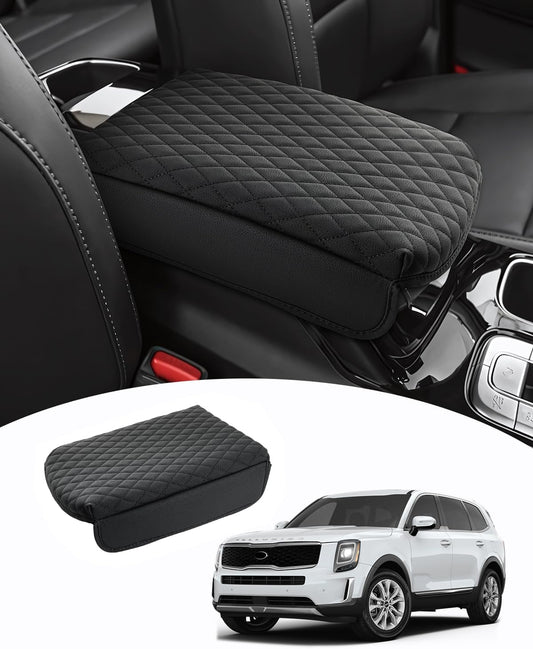 Shademax Center Console Cover for Kia Telluride Accessories 2026 2025 2024 2023-2020 Armrest Cover Cushion Pad PU Leather Armrest Seat Box Cushion Middle Console Lid Protector Anti-Scratch