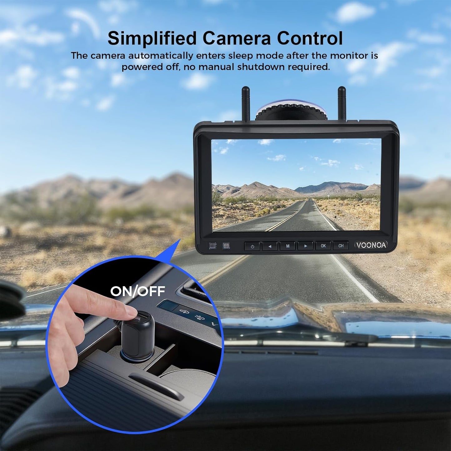 2 Magnetic Wireless Backup Camera with 7'' HD 1080P DVR Monitor System, 9600mAh Rechargeable Waterproof Dual Solar Reverse Camera for Hitch Towing Car Trailer Truck RV VN007