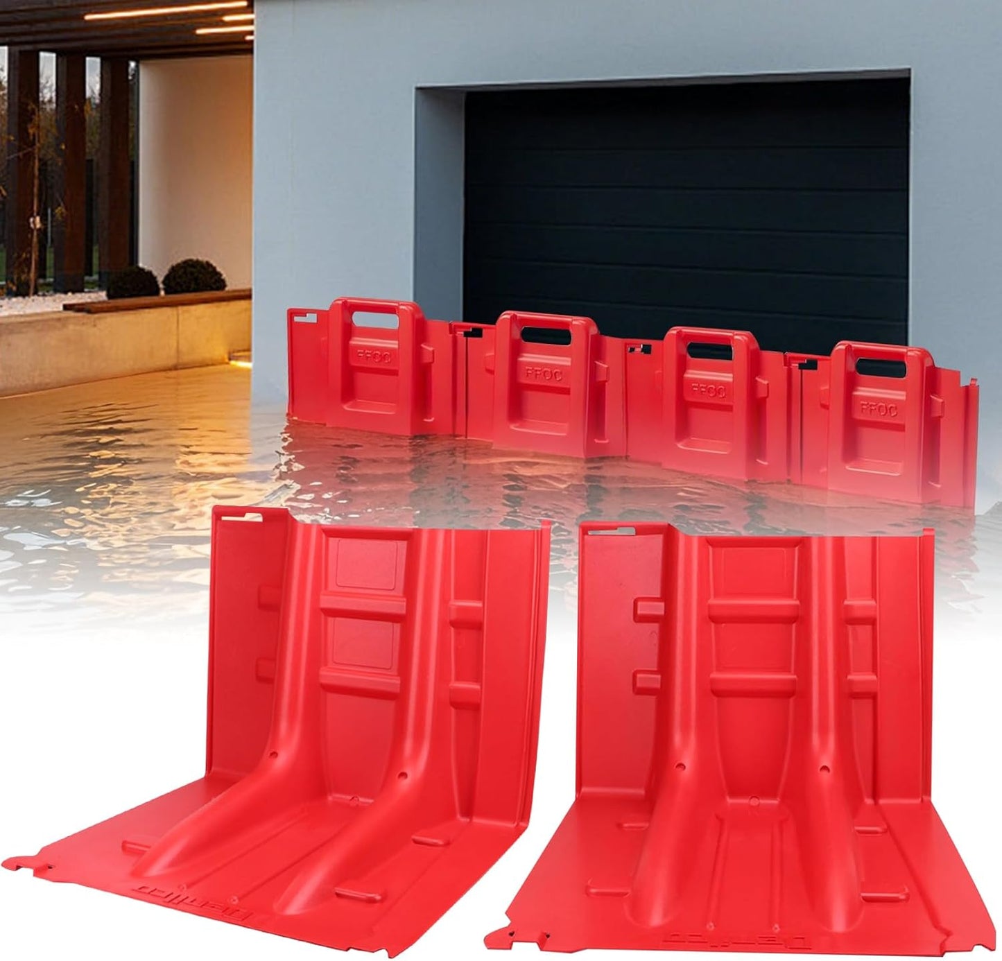 Flood Prevention Barrier, ABS L-Type Baffle Water Barrier Reusable, Door Flood Barriers for Home, Removable Combined for Garage Doors, Warehouses, Basements and School (10pcs)
