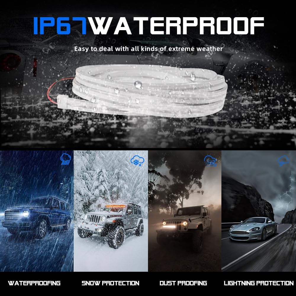 Upgrade Dynamic Flowing Car LED Trunk Light Strip, 79Inch Universal Flexible Cutting Silicone Waterproof Neon Lights Strip, 12V Interior Ambient Lighting for Cars SUVs(White)