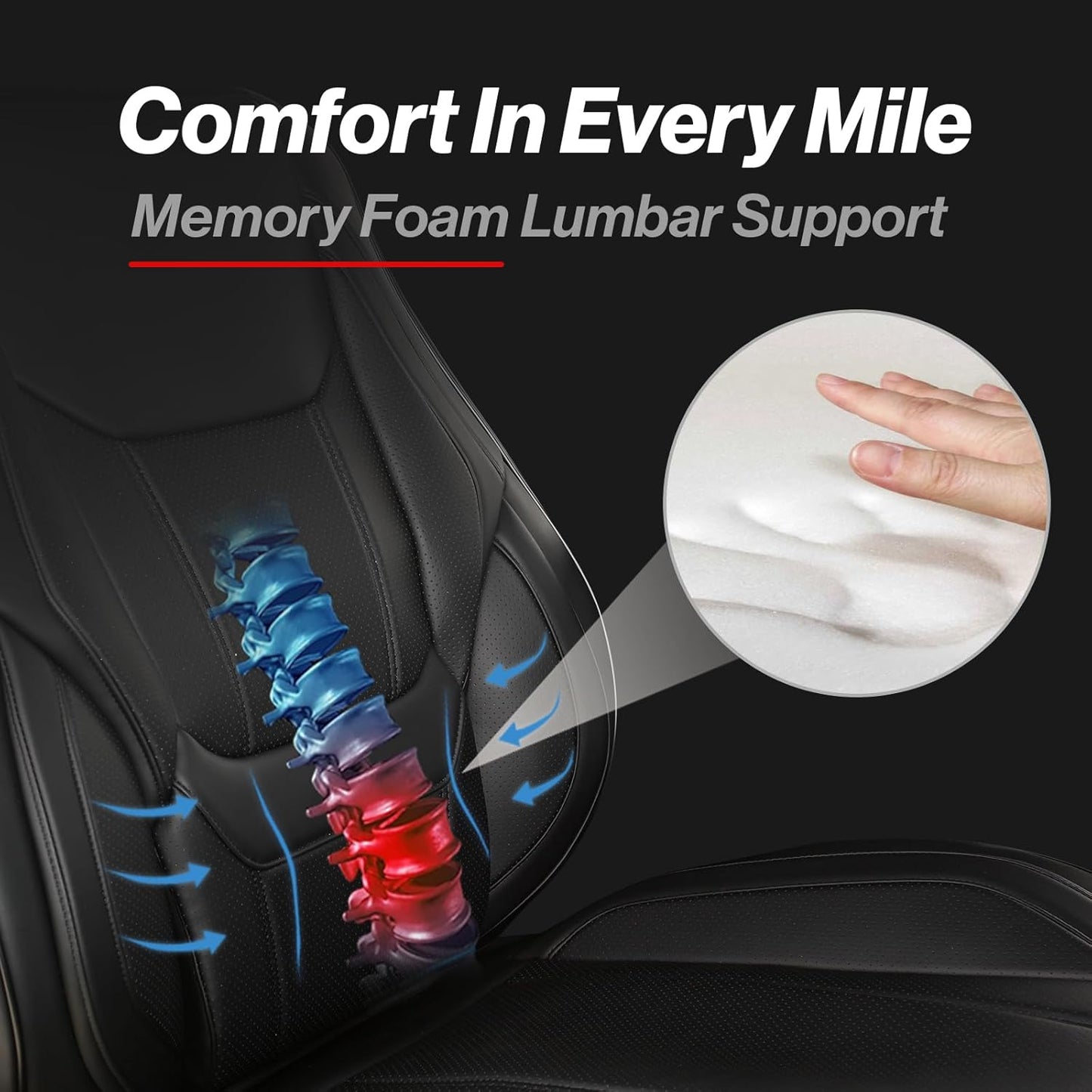 Coverland Custom Car Seat Covers Compatible with 2005-2021 Frontier King Cab, Crew Cab - Premium Leather Non-Slip Waterproof Cover Interior Protector Full Set-Black [See Size Chart-Size X116]